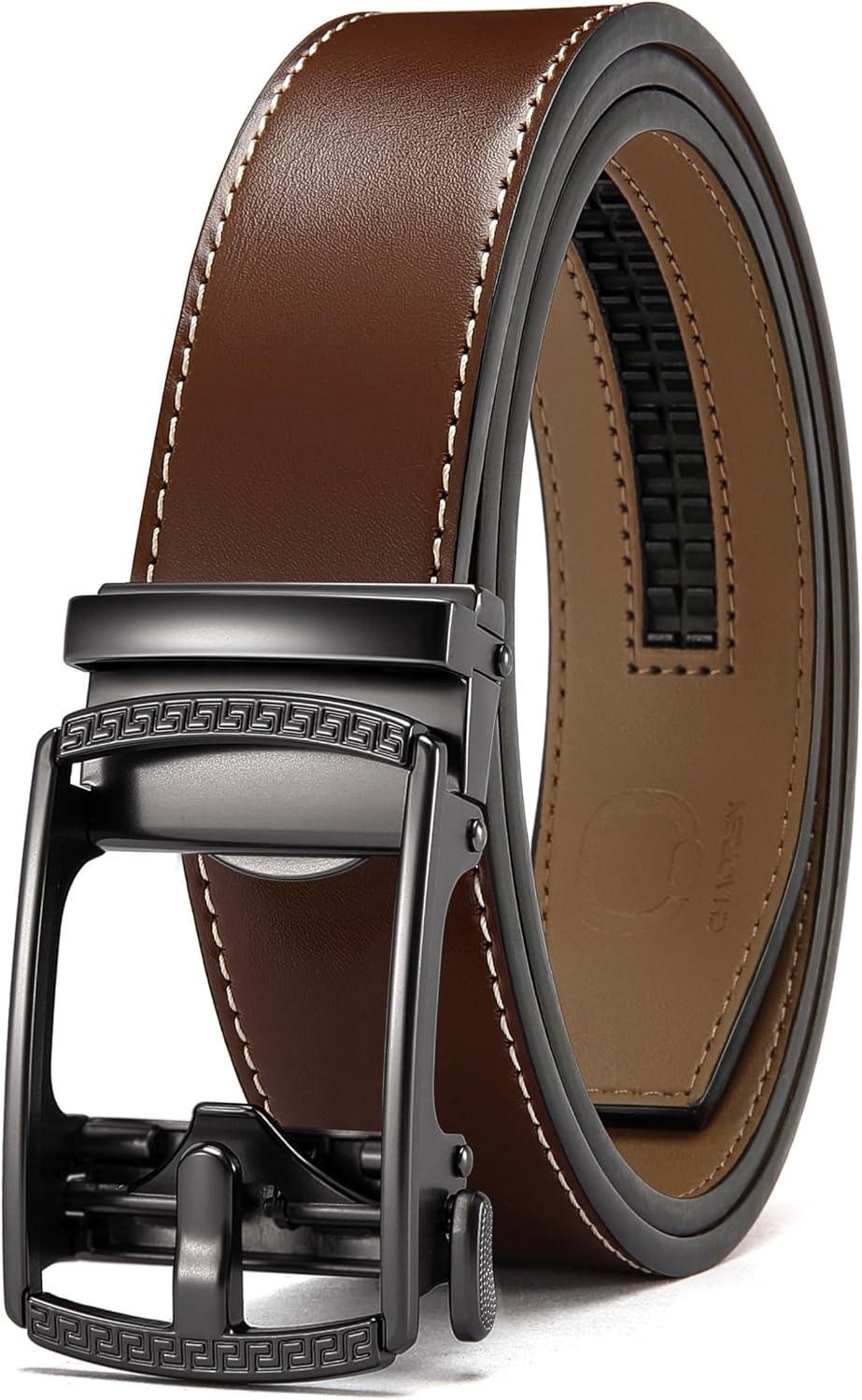CHAOREN Men's Leather Ratchet Belt - Customizable Fit (35mm)