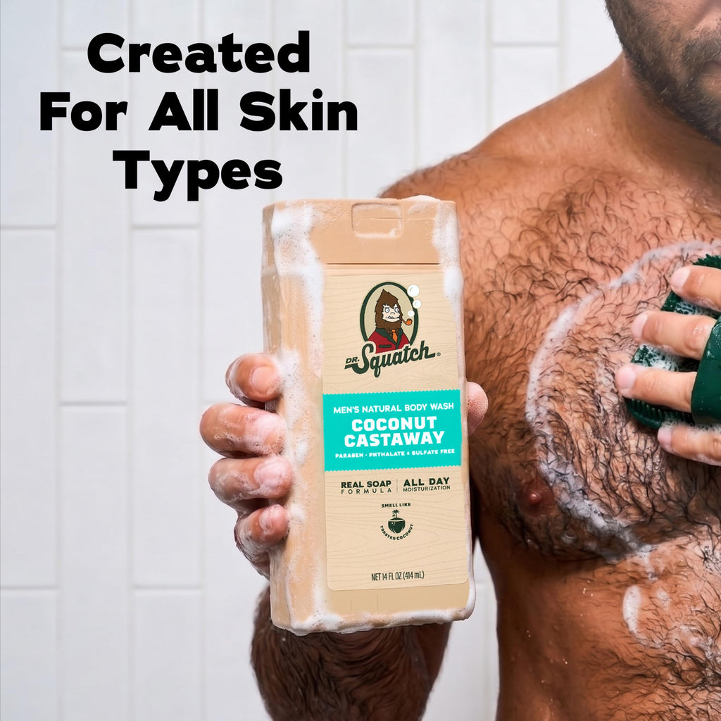 Dr. Squatch Natural Men's Body Wash Shower Gel - Cleansing, Nourishing, Long Lasting Scent, Moisturizing Body Wash for Men - Birchwood Breeze + Rainforest Rapids (14 oz, 2-Pack)