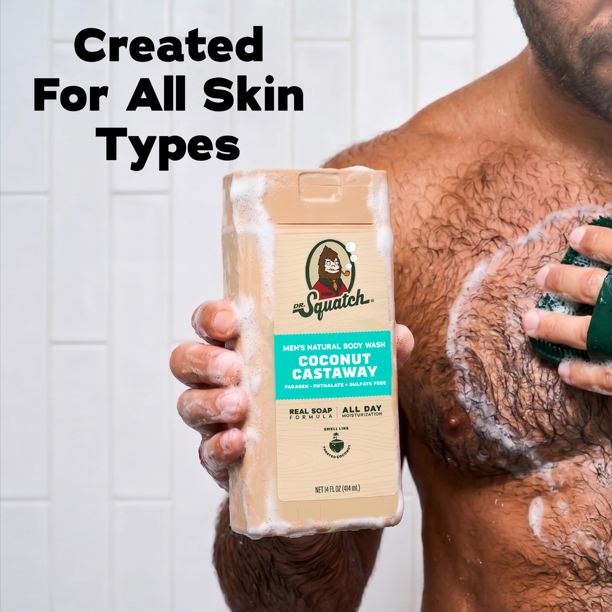 Dr. Squatch Natural Men's Body Wash Shower Gel - Cleansing, Nourishing, Long Lasting Scent, Moisturizing Body Wash for Men - Birchwood Breeze + Rainforest Rapids (14 oz, 2-Pack)
