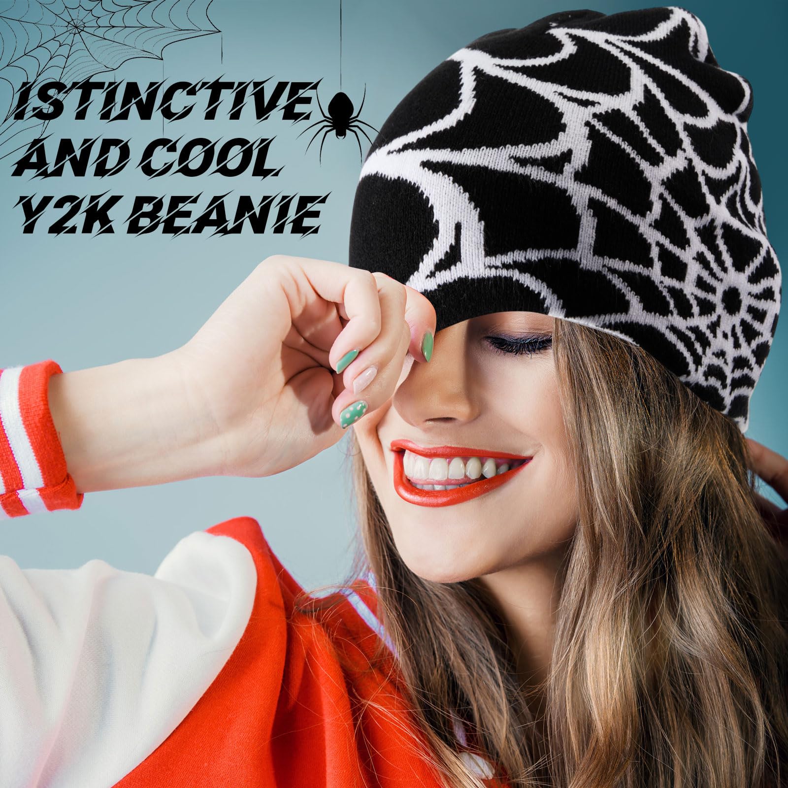 Ramede 4 Pcs Y2k Beanie - Double Sided Graphic Beanies for Men and Women, Acrylic Knitted Y2k Hats Accessories