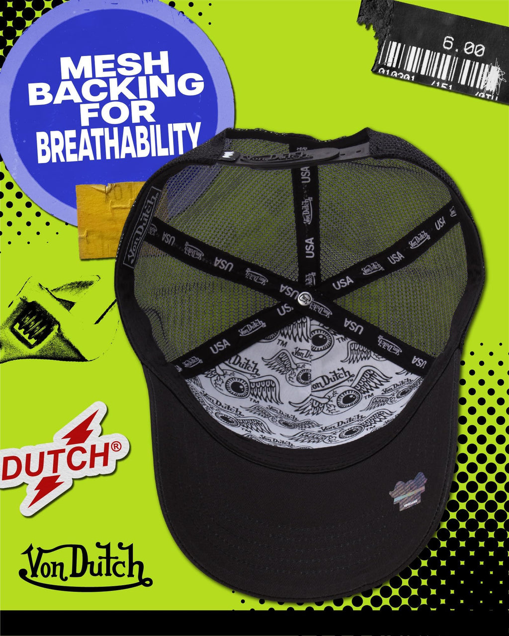 Von Dutch Unisex Trucker Hat - Retro Classic Solid Color Mesh Back Snapback Baseball Cap for Men & Women.