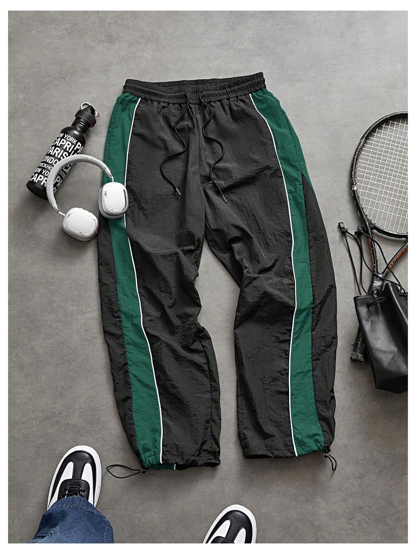 SHENHE Men's Y2k Wide Leg Baggy Parachute Pants Hip Hop Track Trousers
