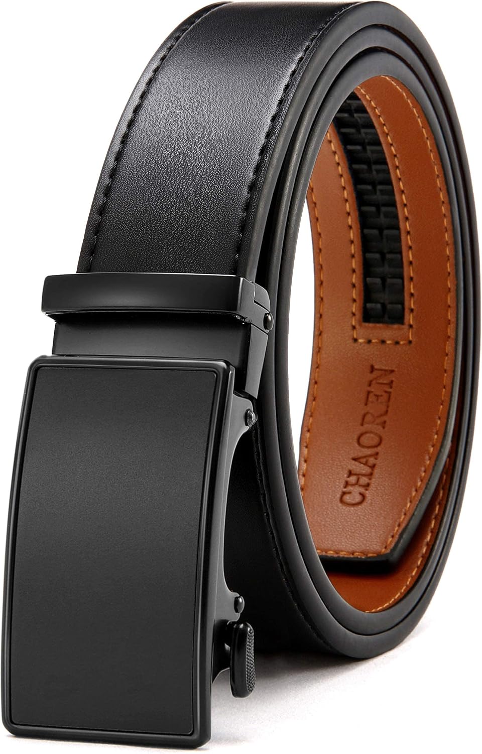 CHAOREN Men's Leather Ratchet Belt - Customizable Fit (35mm)