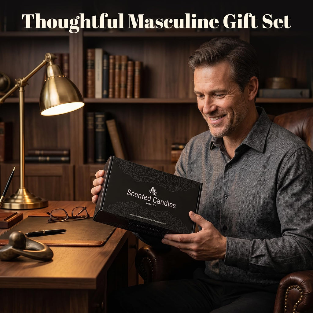 Auelife Candles for Men Gift Set, 4 Pack Soy Wax, Masculine
