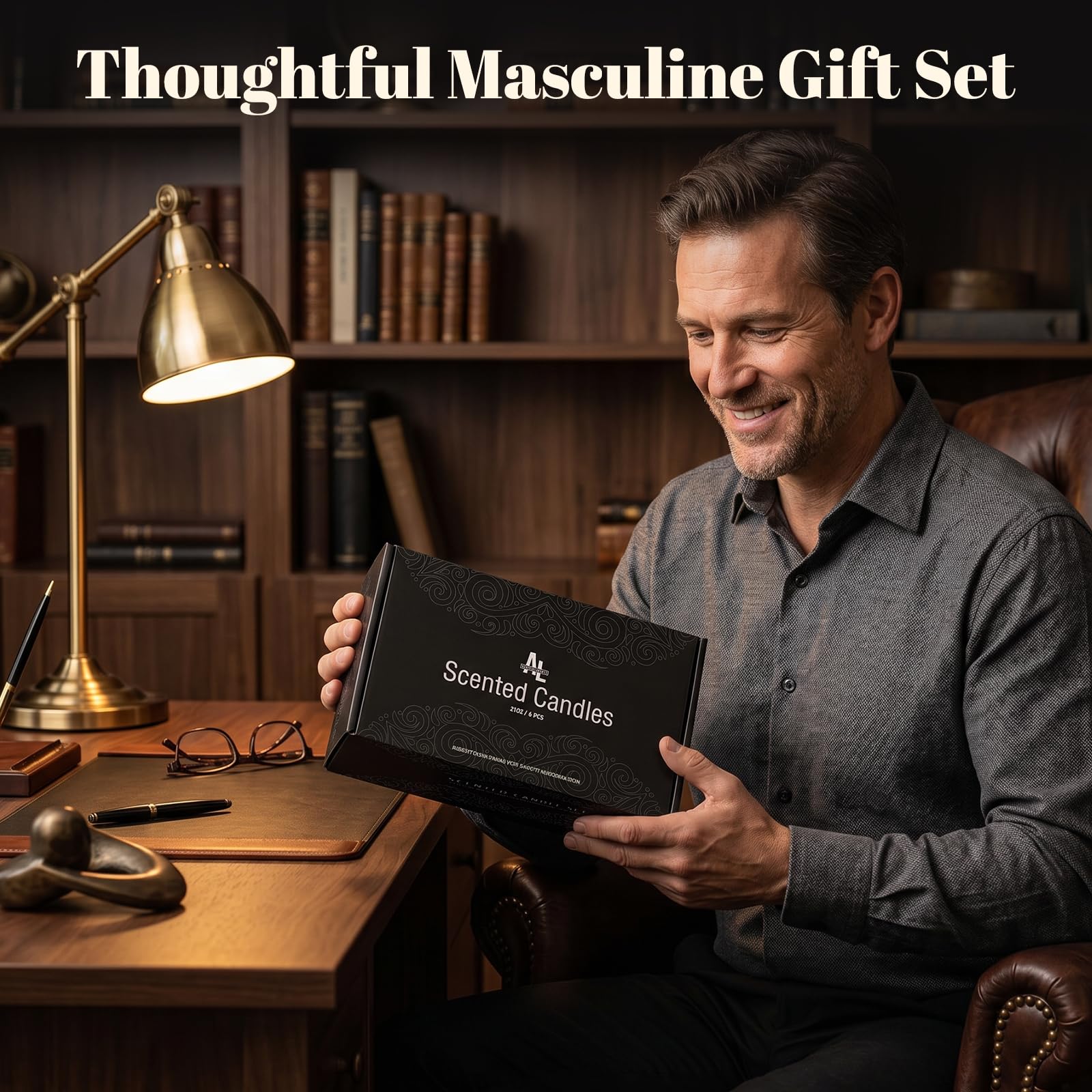 Auelife Candles for Men Gift Set, 4 Pack Soy Wax, Masculine