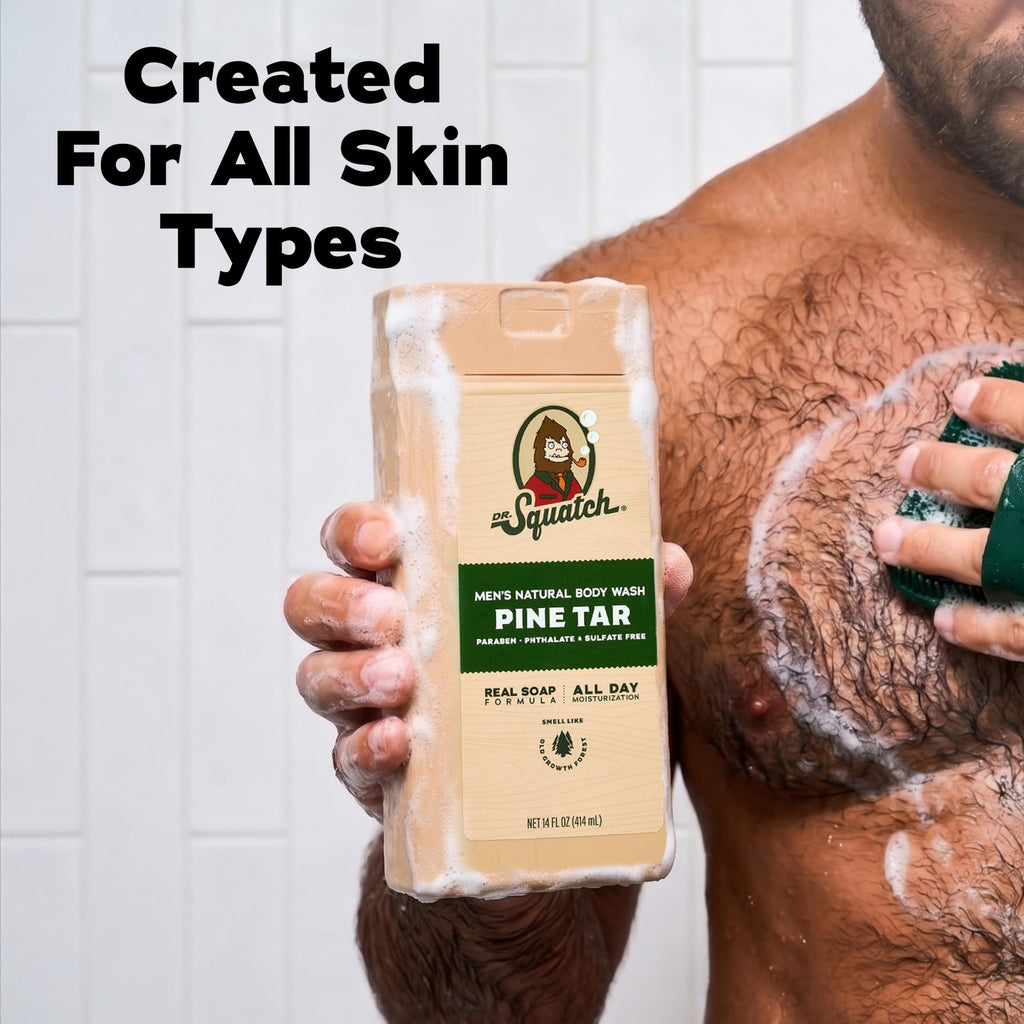 Dr. Squatch Natural Men's Body Wash Shower Gel - Cleansing, Nourishing, Long Lasting Scent, Moisturizing Body Wash for Men - Birchwood Breeze + Rainforest Rapids (14 oz, 2-Pack)