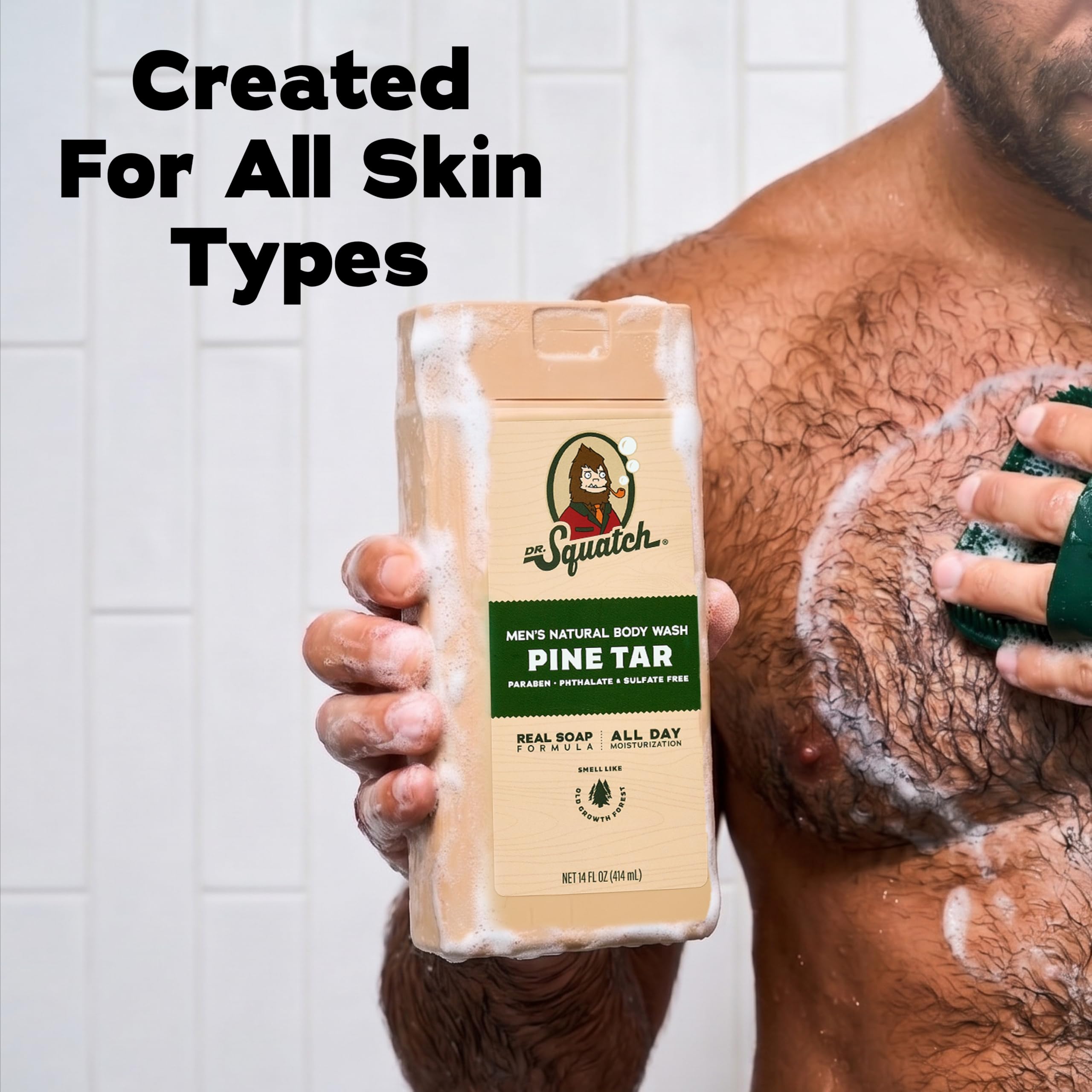 Dr. Squatch Natural Men's Body Wash Shower Gel - Cleansing, Nourishing, Long Lasting Scent, Moisturizing Body Wash for Men - Birchwood Breeze + Rainforest Rapids (14 oz, 2-Pack)