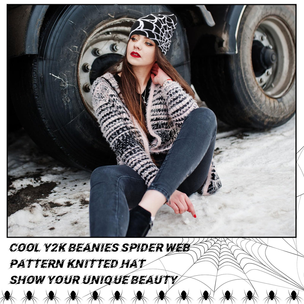 Ramede 4 Pcs Y2k Beanie - Double Sided Graphic Beanies for Men and Women, Acrylic Knitted Y2k Hats Accessories