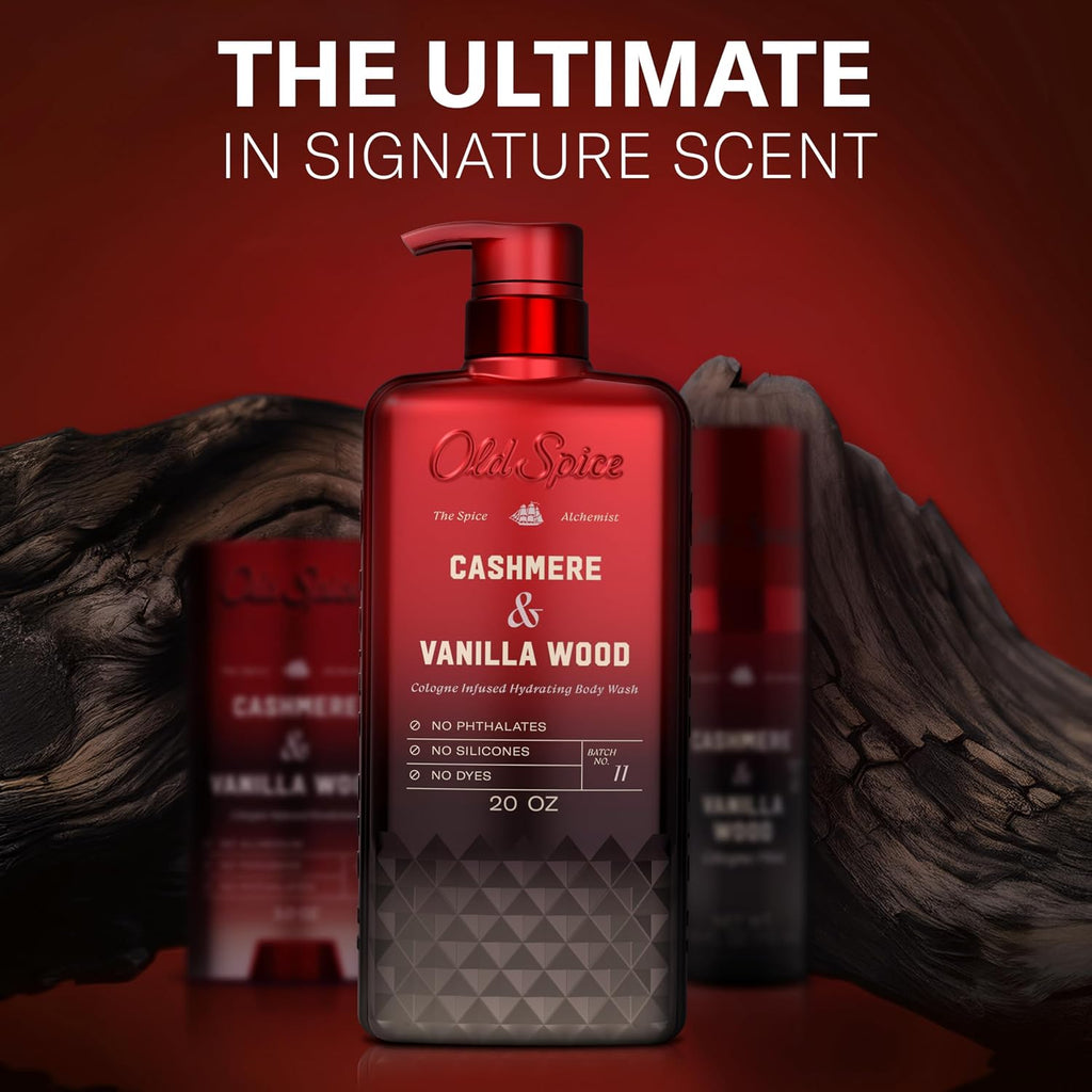 Old Spice Body Wash for Men, Cashmere + Vanilla Wood Scent, 20 fl oz