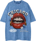 WDIRARA Men's Lip Graphic Tee Shirt Vintage Hip Hop Y2k Streetwear Top