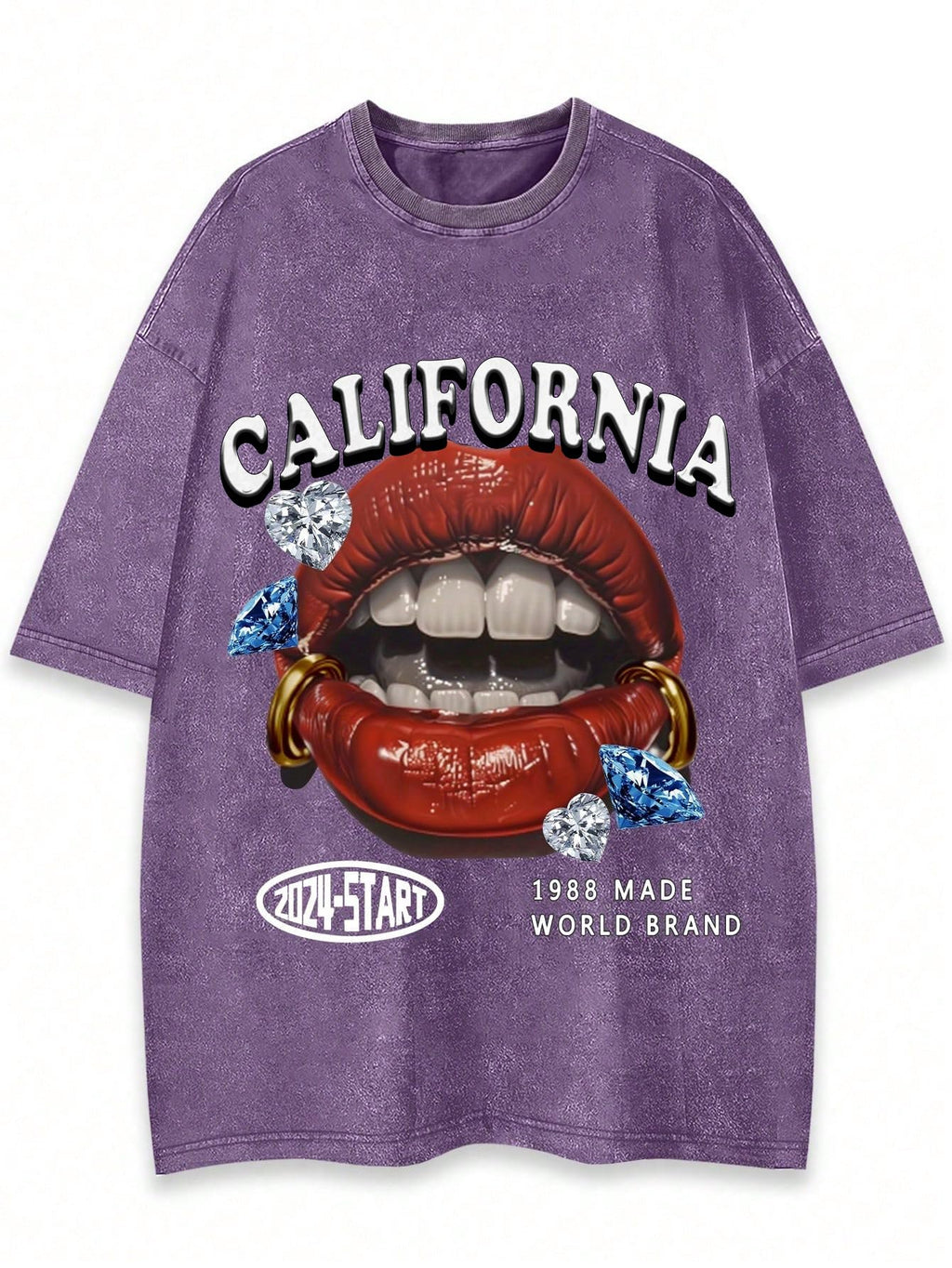 WDIRARA Men's Lip Graphic Tee Shirt Vintage Hip Hop Y2k Streetwear Top