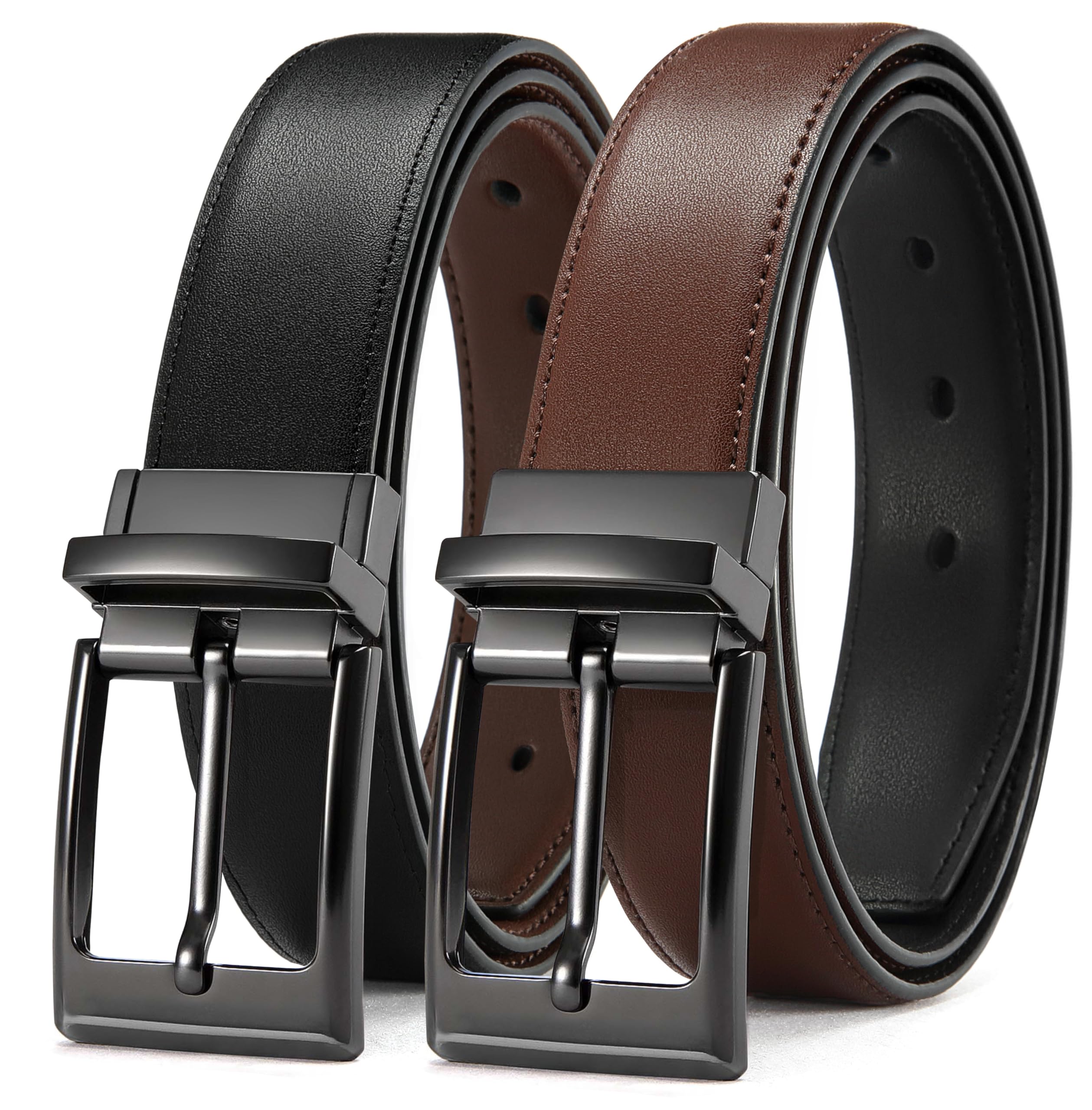 CHAOREN Reversible Belt Men 1 Piece - 1.25" Leather Dress Belt