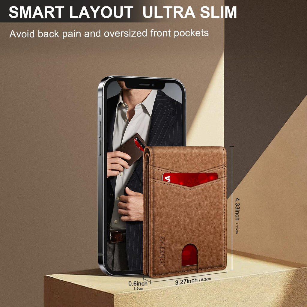 ZALVEX Wallet for Men Slim RFID Blocking Leather Credit Card Holder Wallet