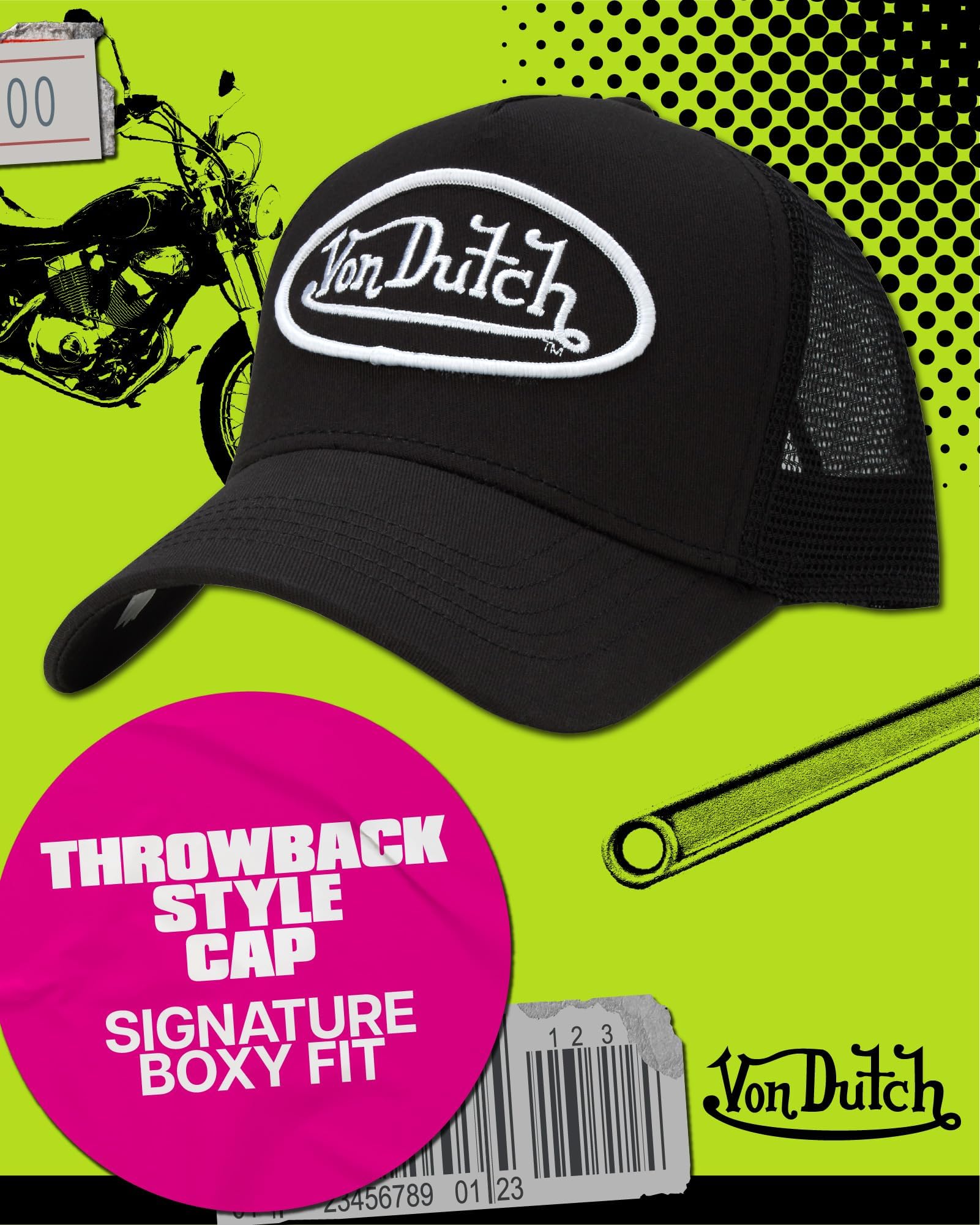 Von Dutch Unisex Trucker Hat - Retro Classic Solid Color Mesh Back Snapback Baseball Cap for Men & Women.