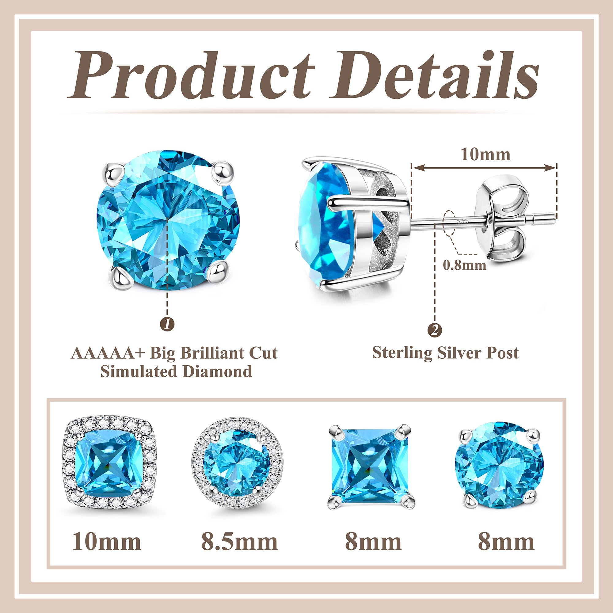 MILACOLATO S925 Sterling Silver Stud Earrings for Women Men Hypoallergenic 18K Gold Plated Cubic Zirconia Earrings Studs Brilliant Simulated Diamond Halo Earring for Sensitive Ears
