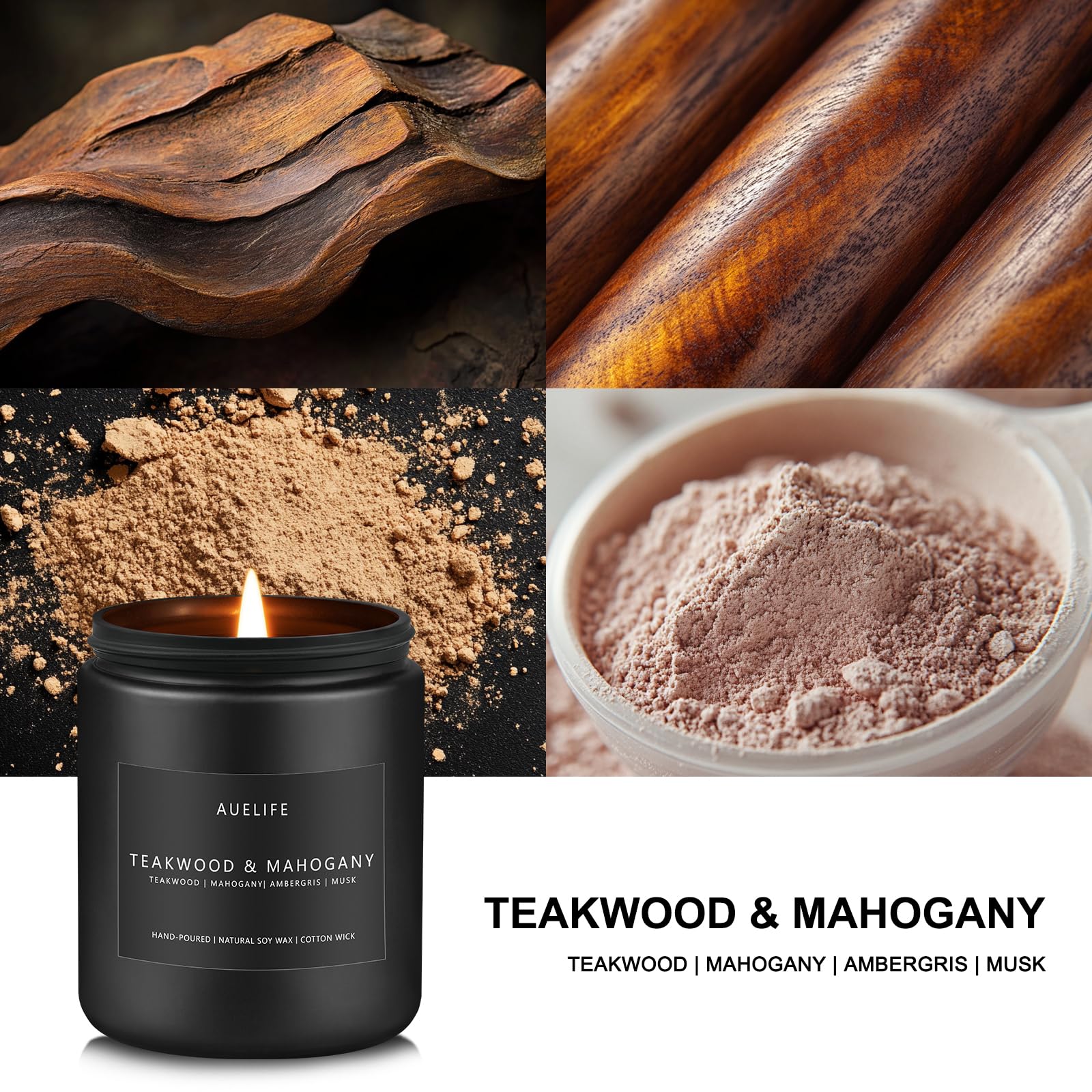 Auelife Candles for Men Gift Set, 4 Pack Soy Wax, Masculine