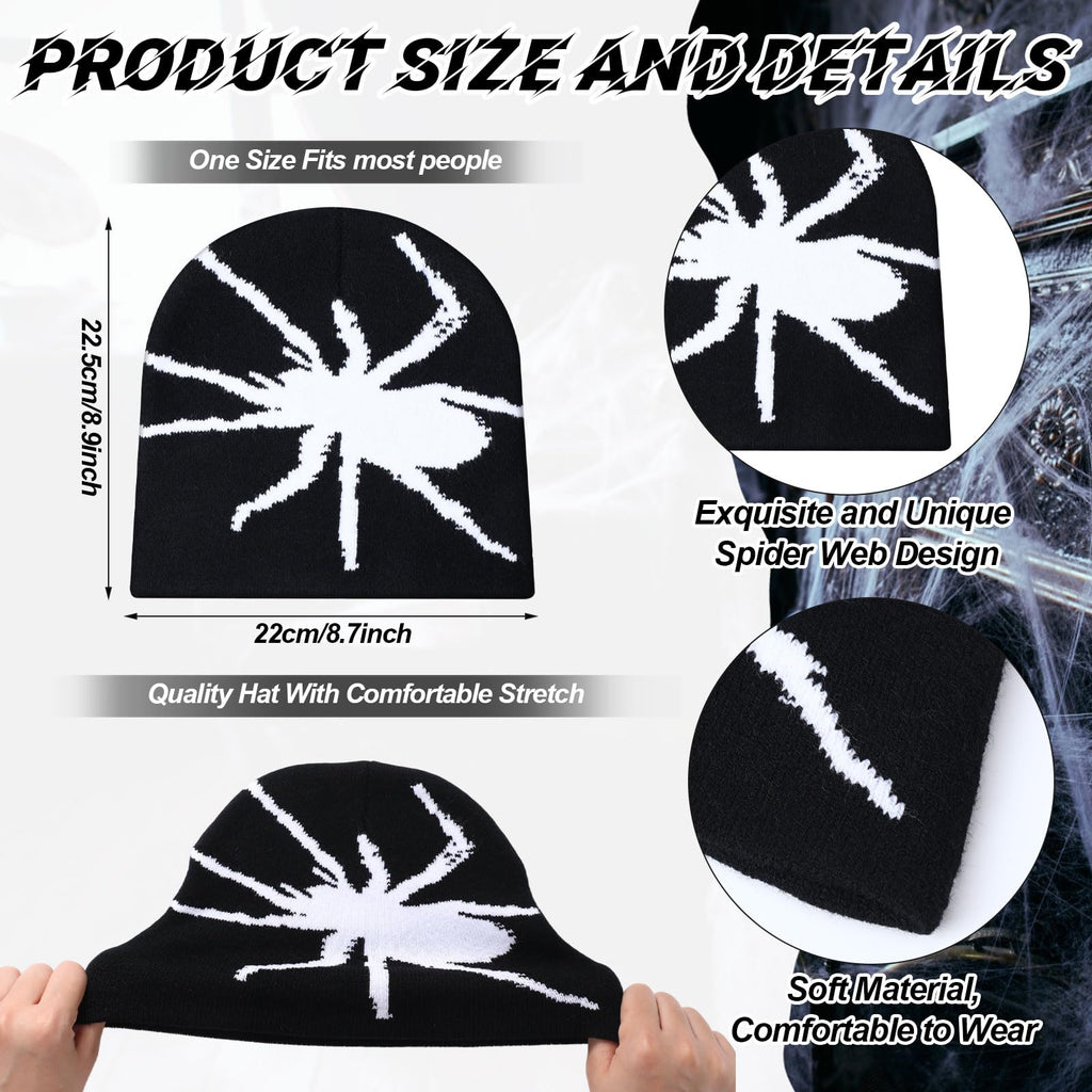 Ramede 4 Pcs Y2k Beanie - Double Sided Graphic Beanies for Men and Women, Acrylic Knitted Y2k Hats Accessories