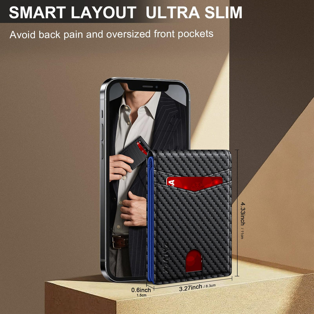 ZALVEX Wallet for Men Slim RFID Blocking Leather Credit Card Holder Wallet