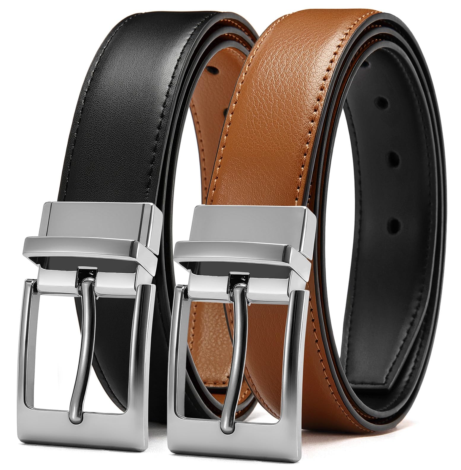 CHAOREN Reversible Belt Men 1 Piece - 1.25" Leather Dress Belt