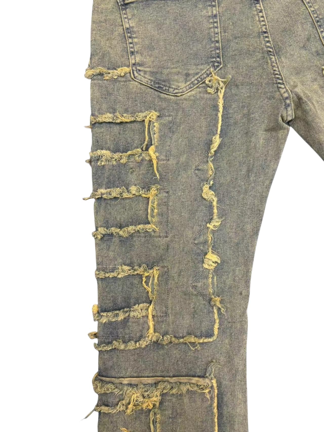 YEOU Men's Stacked Skinny Jeans - Y2K Harajuku Style Ripped Denim Pants with High Waist