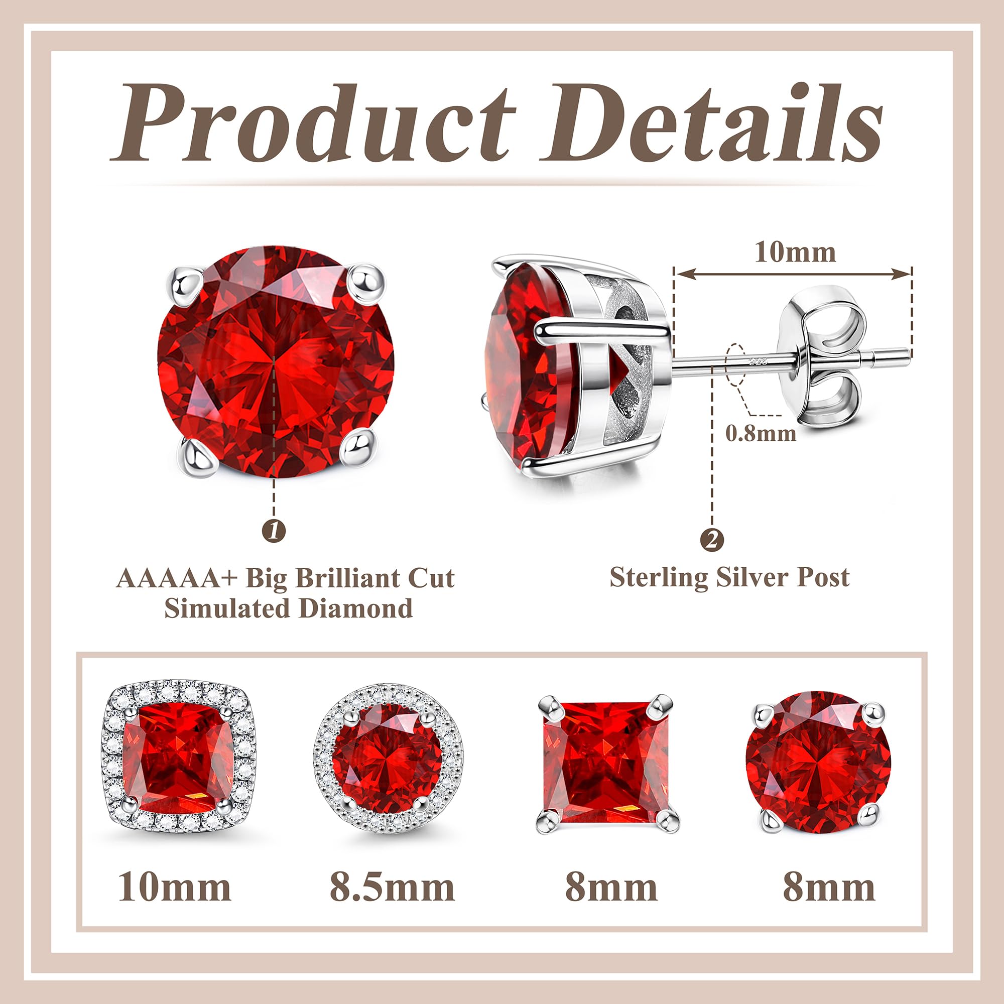 MILACOLATO S925 Sterling Silver Stud Earrings for Women Men Hypoallergenic 18K Gold Plated Cubic Zirconia Earrings Studs Brilliant Simulated Diamond Halo Earring for Sensitive Ears