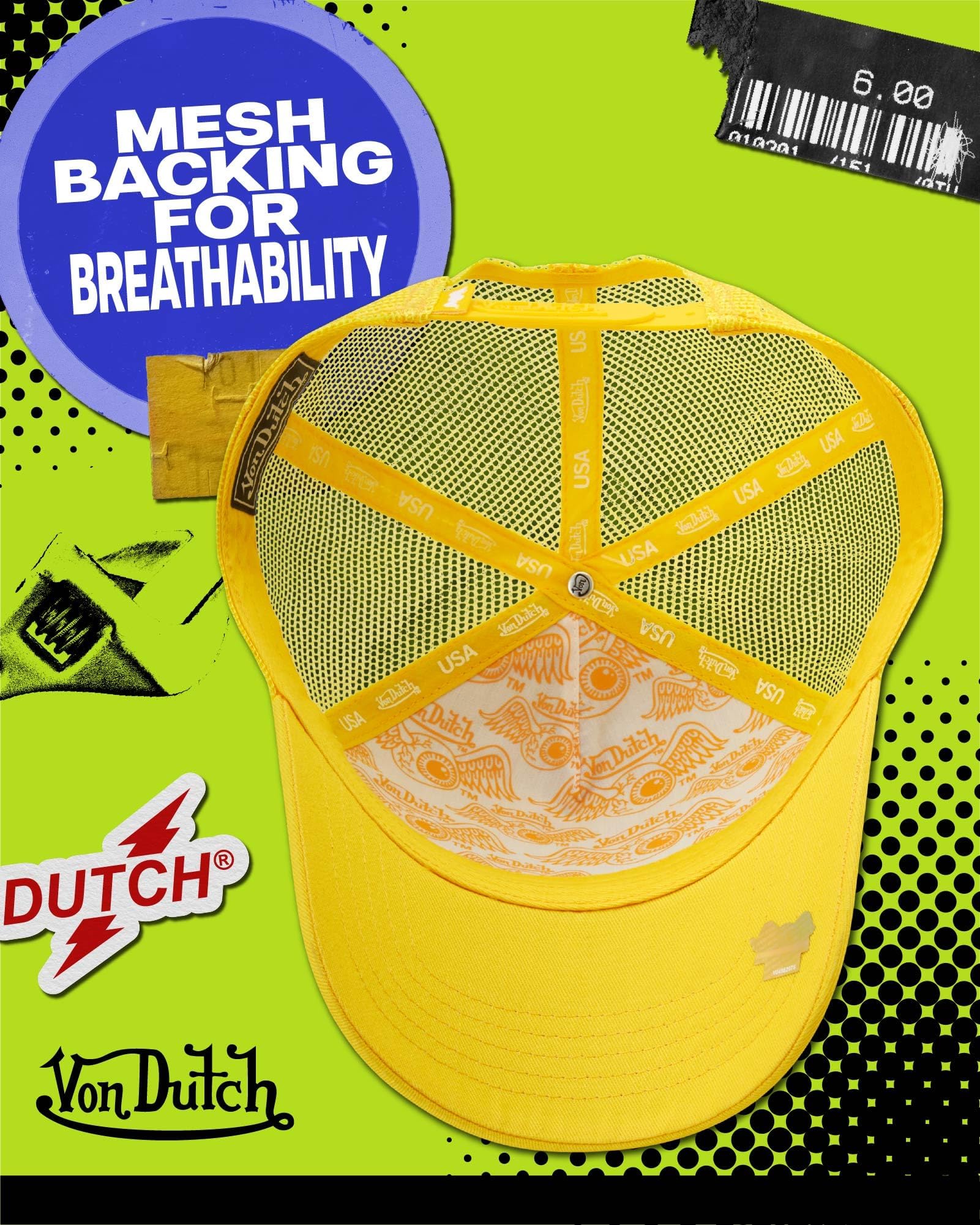 Von Dutch Unisex Trucker Hat - Retro Classic Solid Color Mesh Back Snapback Baseball Cap for Men & Women.