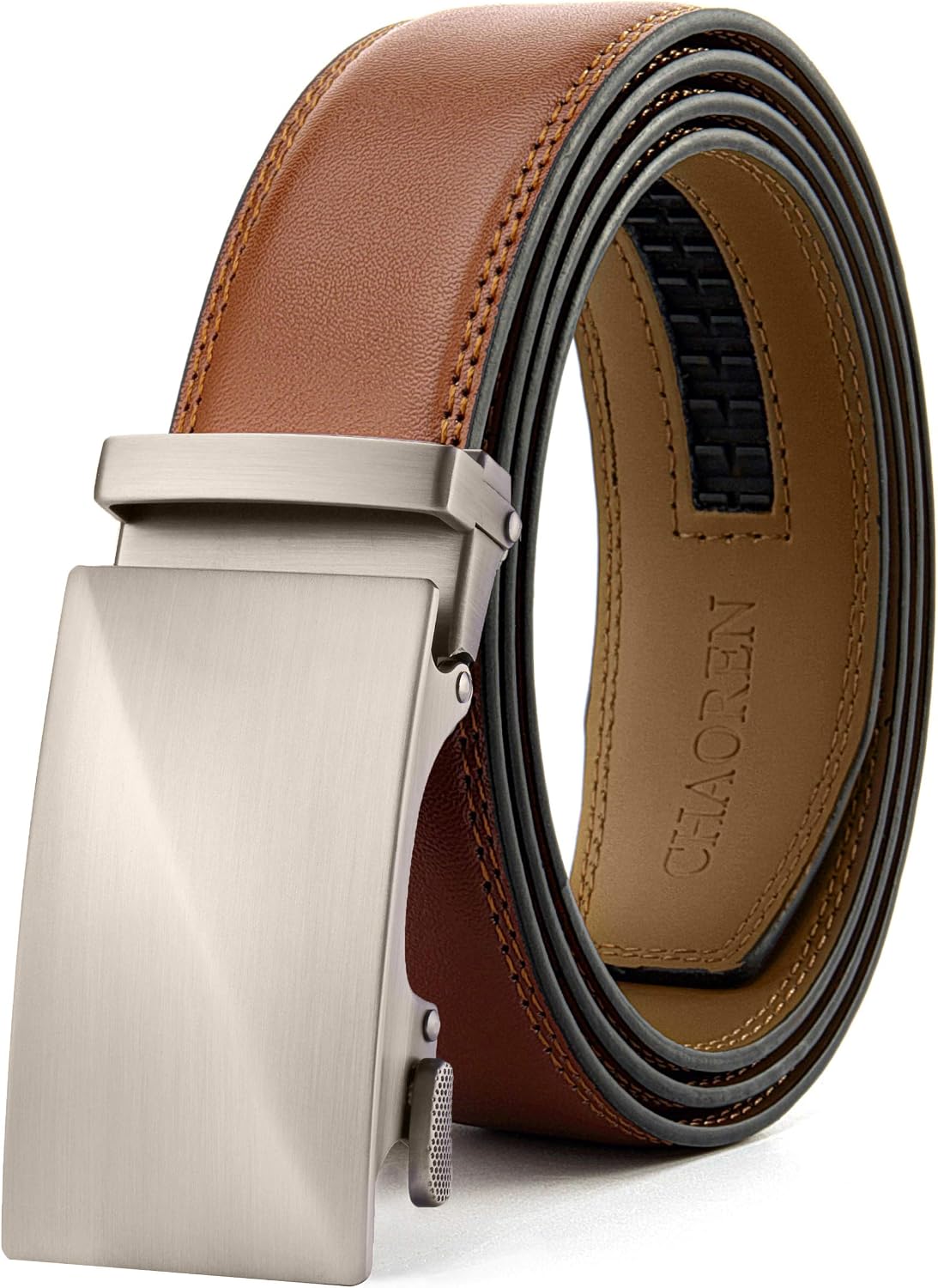 CHAOREN Men's Leather Ratchet Belt - Customizable Fit (35mm)