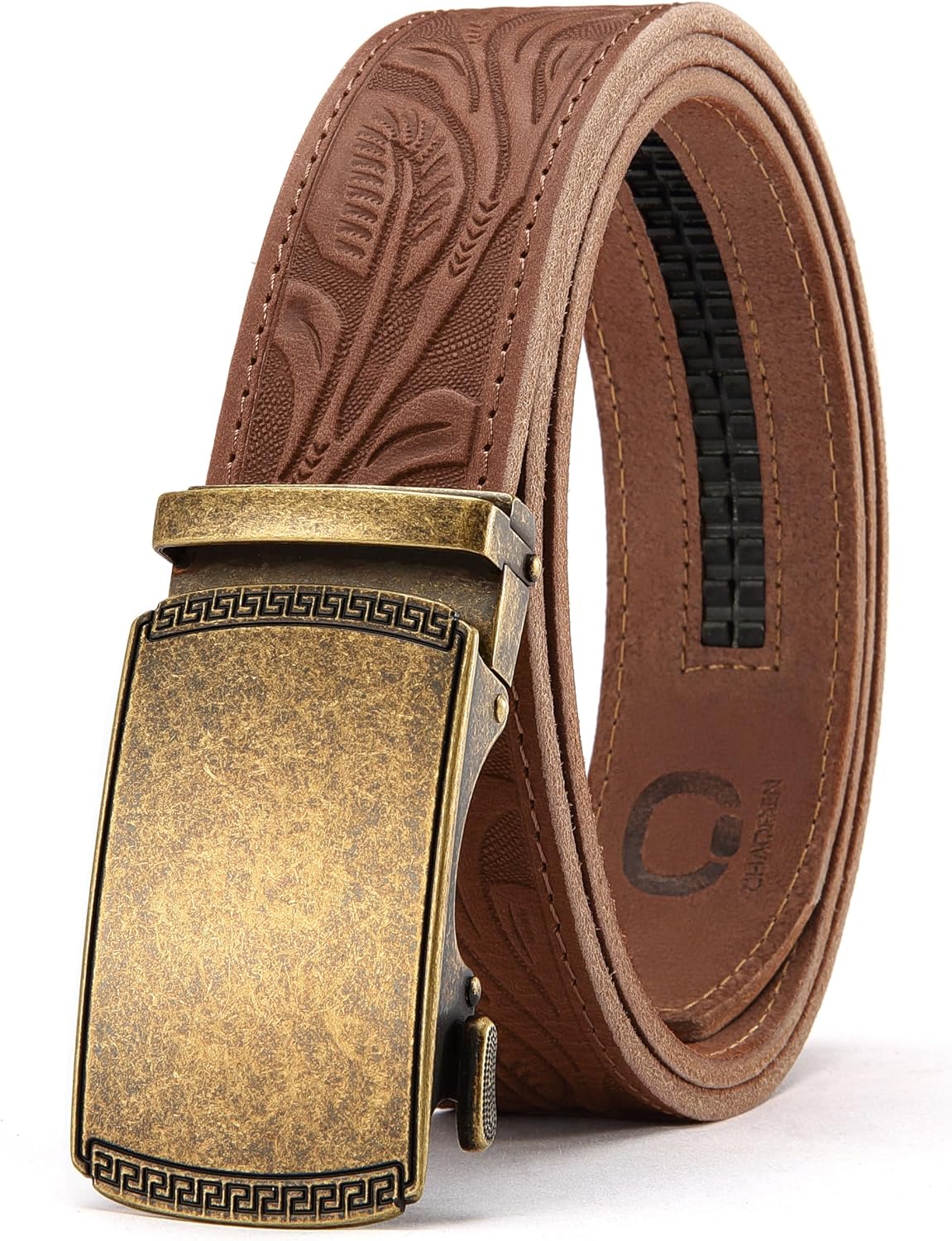 CHAOREN Men's Leather Ratchet Belt - Customizable Fit (35mm)