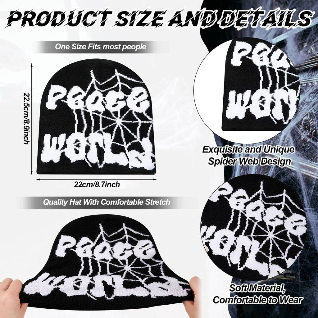 Ramede 4 Pcs Y2k Beanie - Double Sided Graphic Beanies for Men and Women, Acrylic Knitted Y2k Hats Accessories