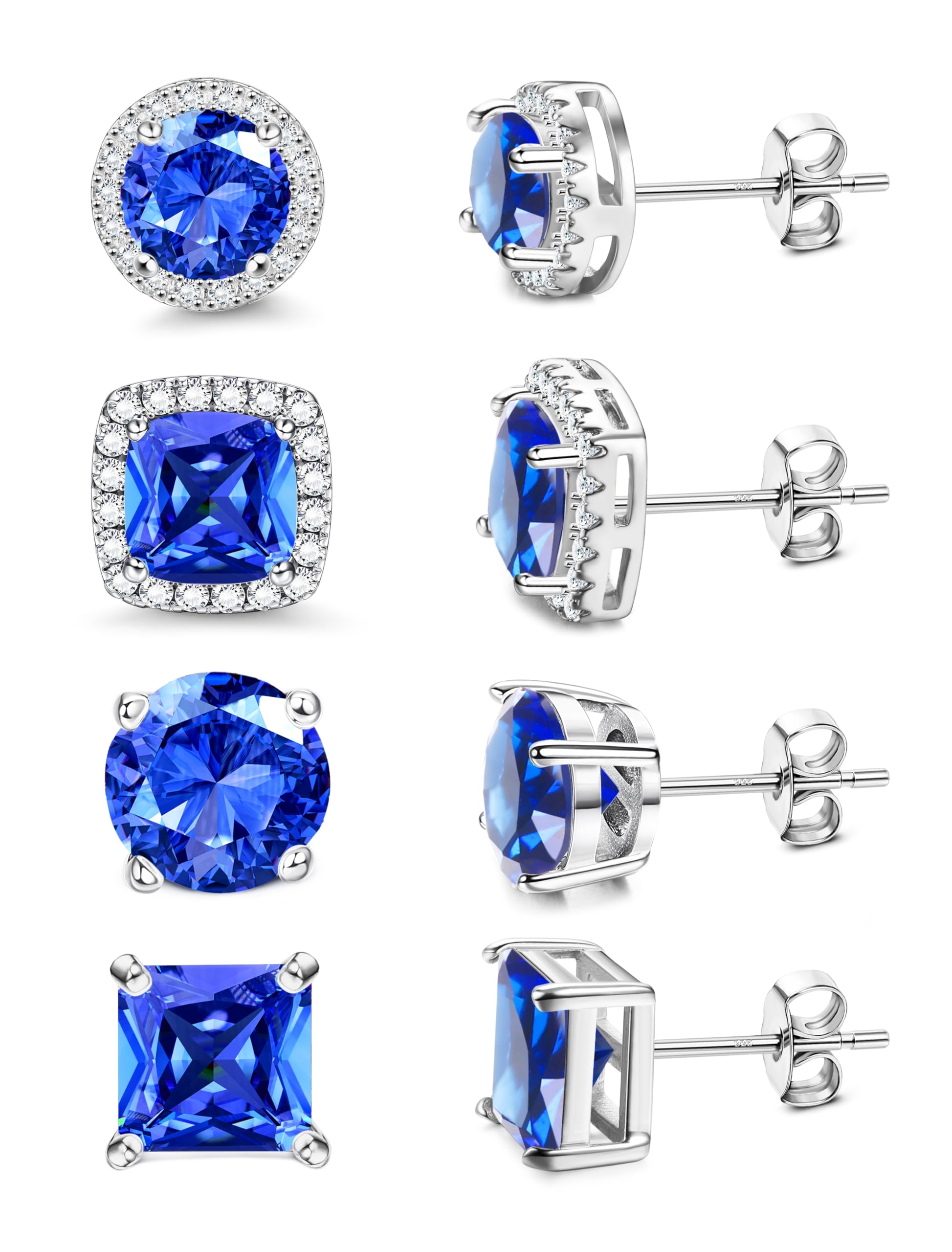 MILACOLATO S925 Sterling Silver Stud Earrings for Women Men Hypoallergenic 18K Gold Plated Cubic Zirconia Earrings Studs Brilliant Simulated Diamond Halo Earring for Sensitive Ears