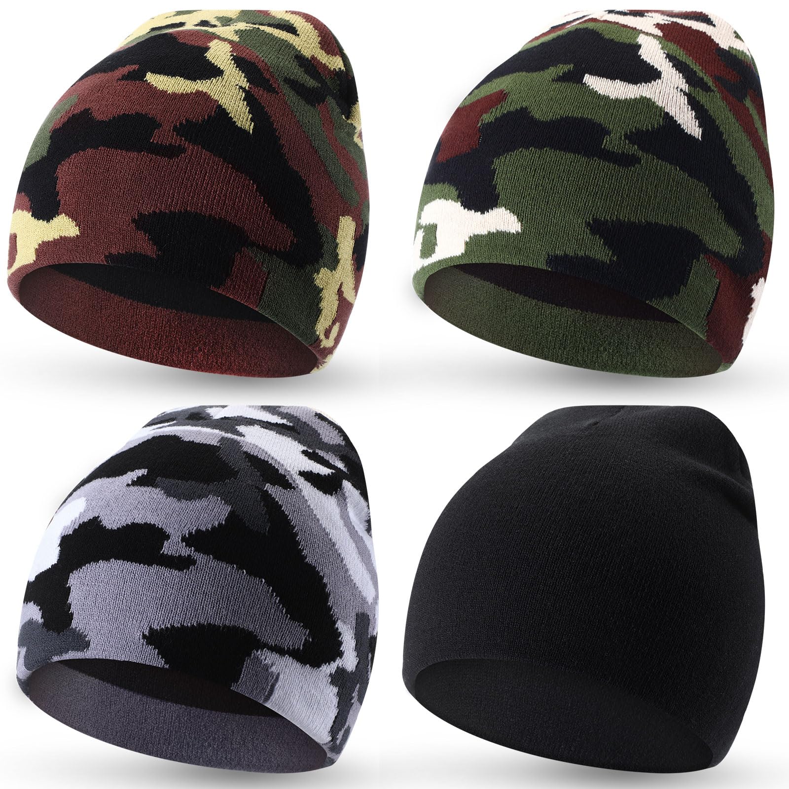 Ramede 4 Pcs Y2k Beanie - Double Sided Graphic Beanies for Men and Women, Acrylic Knitted Y2k Hats Accessories
