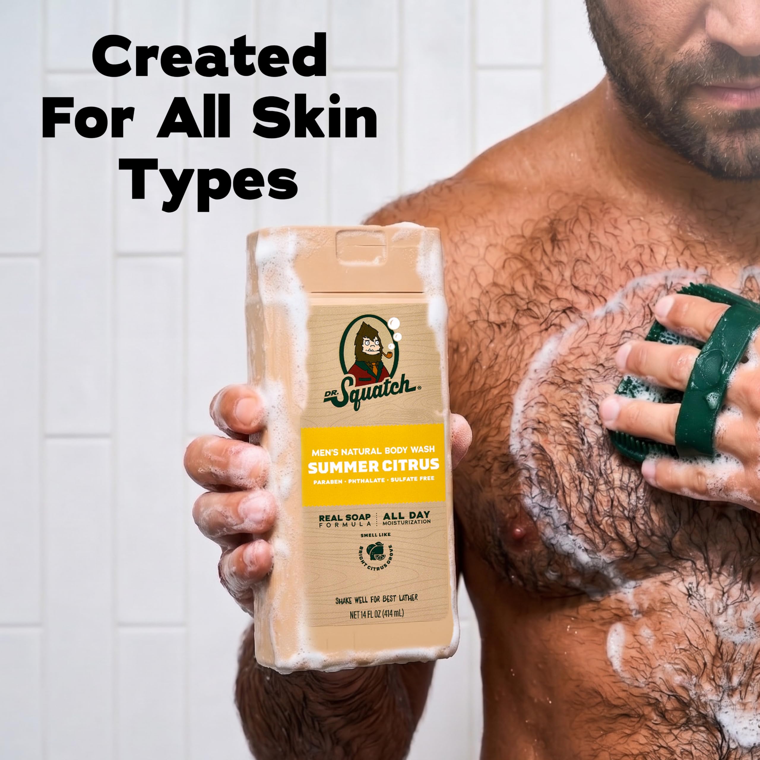 Dr. Squatch Natural Men's Body Wash Shower Gel - Cleansing, Nourishing, Long Lasting Scent, Moisturizing Body Wash for Men - Birchwood Breeze + Rainforest Rapids (14 oz, 2-Pack)