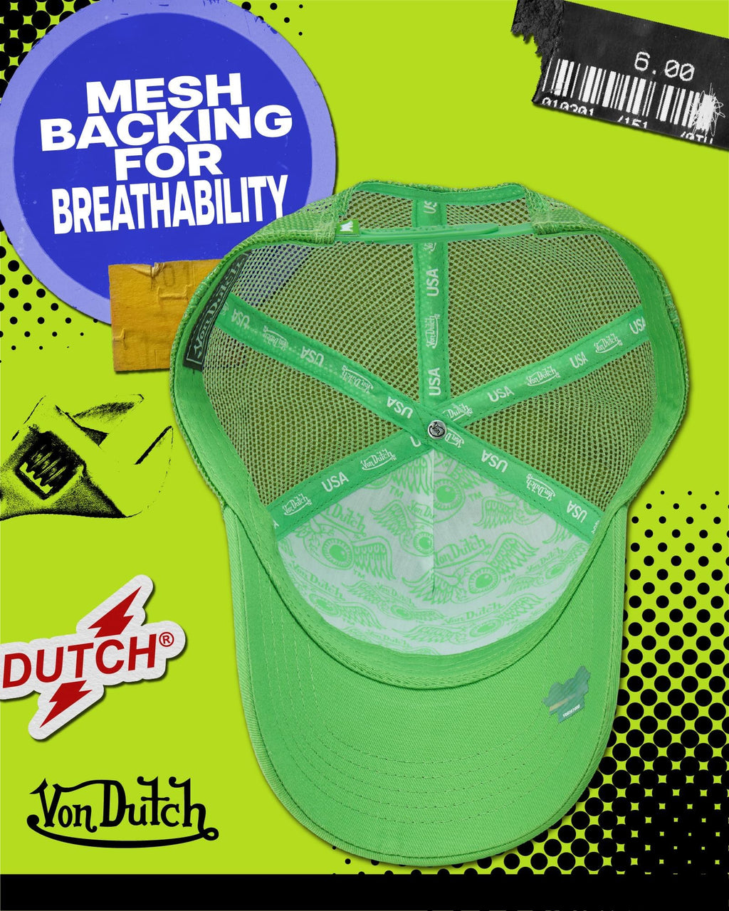 Von Dutch Unisex Trucker Hat - Retro Classic Solid Color Mesh Back Snapback Baseball Cap for Men & Women.