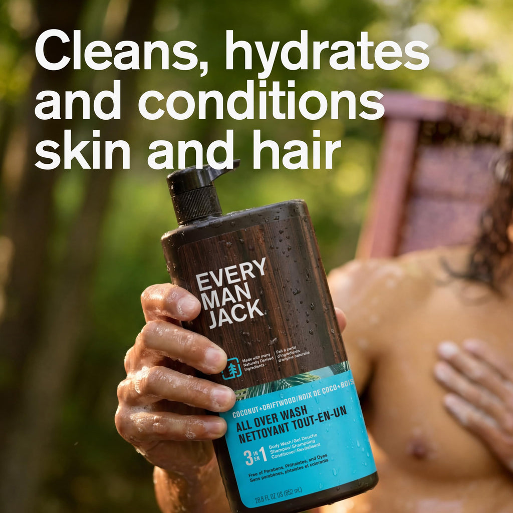Every Man Jack 3-in-1 All Over Body Wash for Men, Cedar Red Sage, 2pk