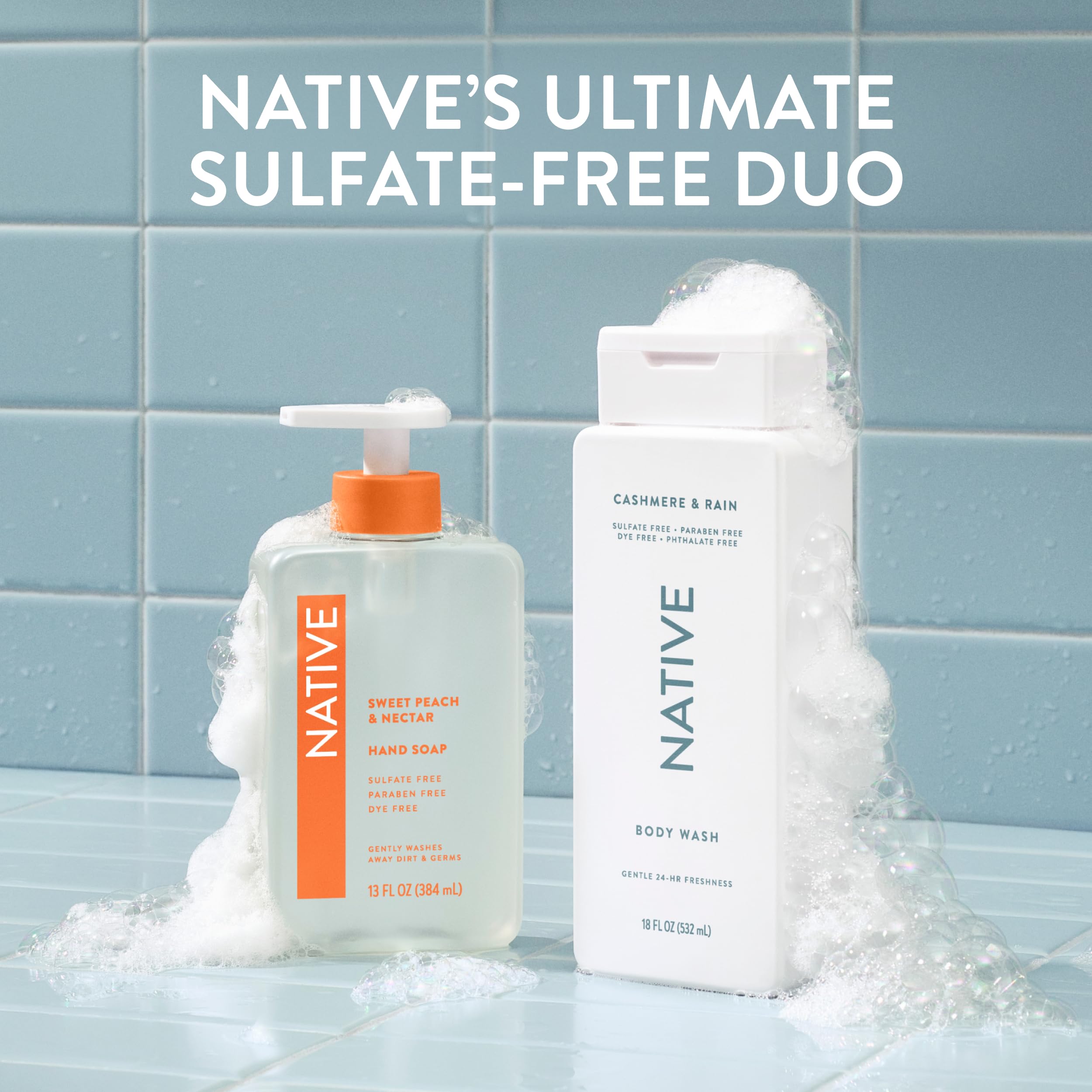 Native Clean Body Wash, Gentle & pH-balanced for Sensitive Skin, 24-Hr Freshness for Men & Women, Vegan & Cruelty-Free, Free of Sulfates, Parabens & Phthalates, Sea Salt & Cedar, 18 fl oz