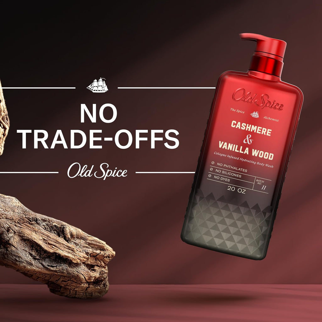 Old Spice Body Wash for Men, Cashmere + Vanilla Wood Scent, 20 fl oz