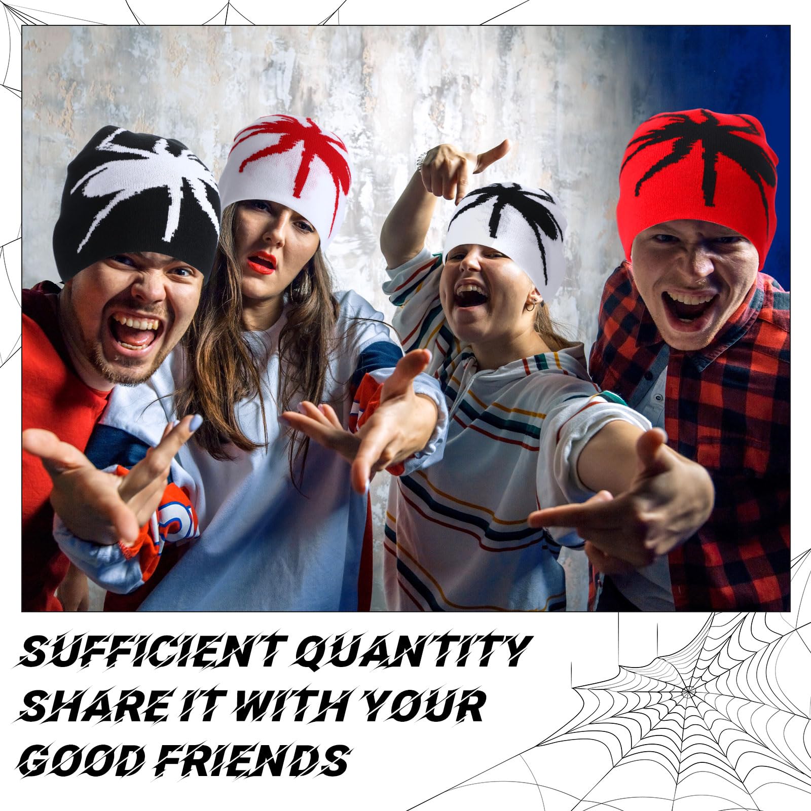 Ramede 4 Pcs Y2k Beanie - Double Sided Graphic Beanies for Men and Women, Acrylic Knitted Y2k Hats Accessories