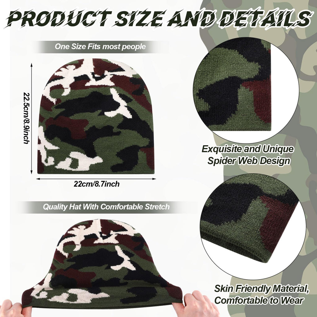 Ramede 4 Pcs Y2k Beanie - Double Sided Graphic Beanies for Men and Women, Acrylic Knitted Y2k Hats Accessories
