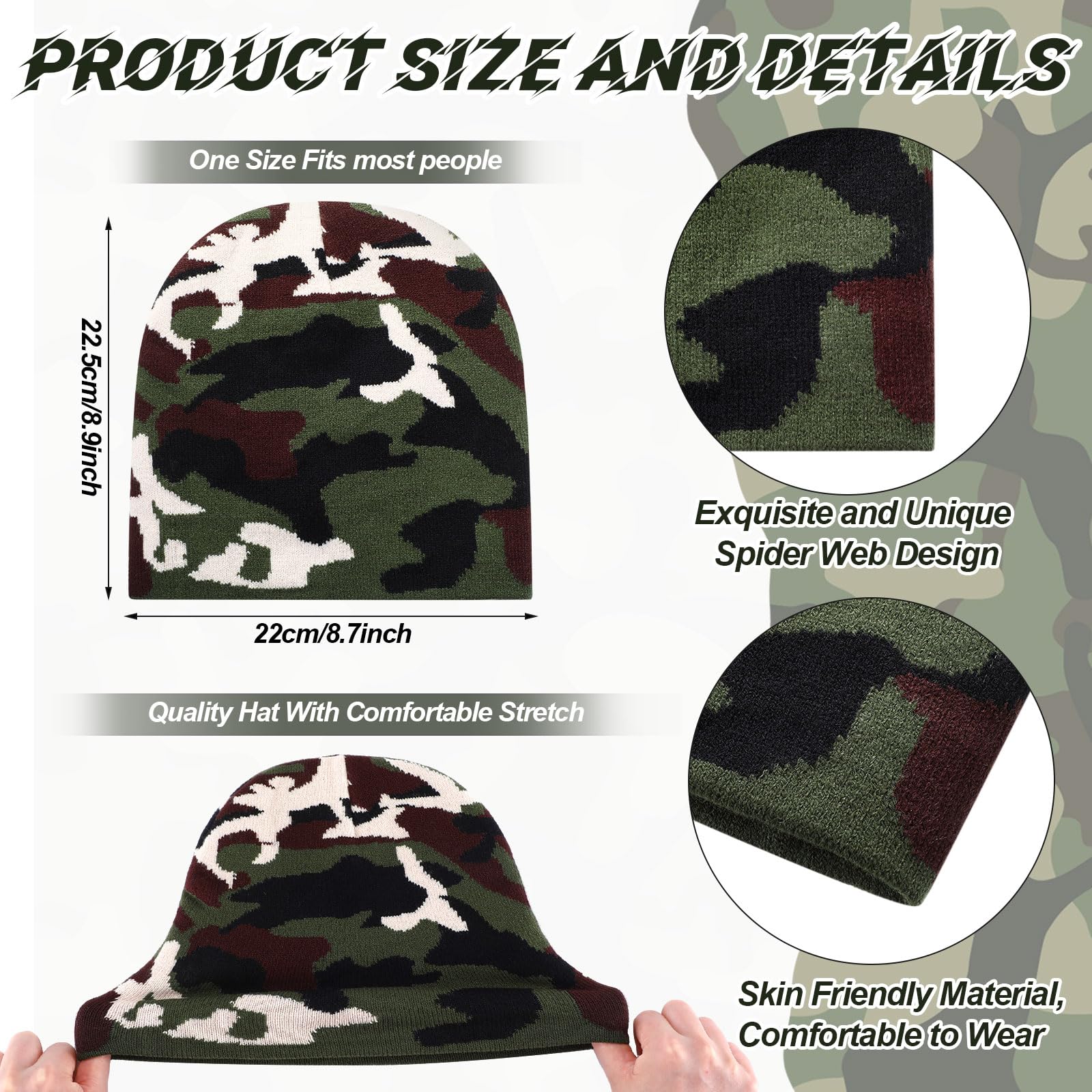 Ramede 4 Pcs Y2k Beanie - Double Sided Graphic Beanies for Men and Women, Acrylic Knitted Y2k Hats Accessories