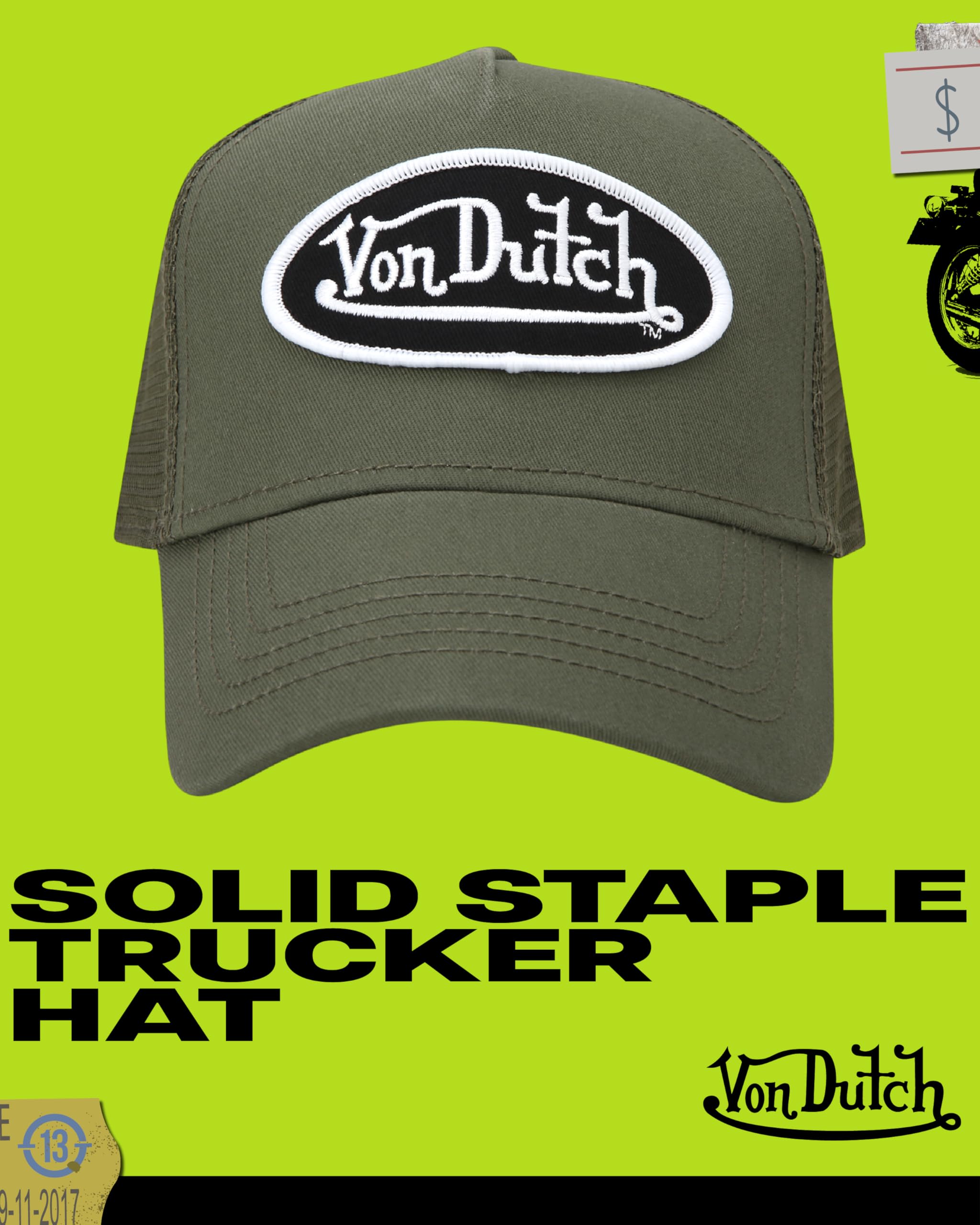 Von Dutch Unisex Trucker Hat - Retro Classic Solid Color Mesh Back Snapback Baseball Cap for Men & Women.