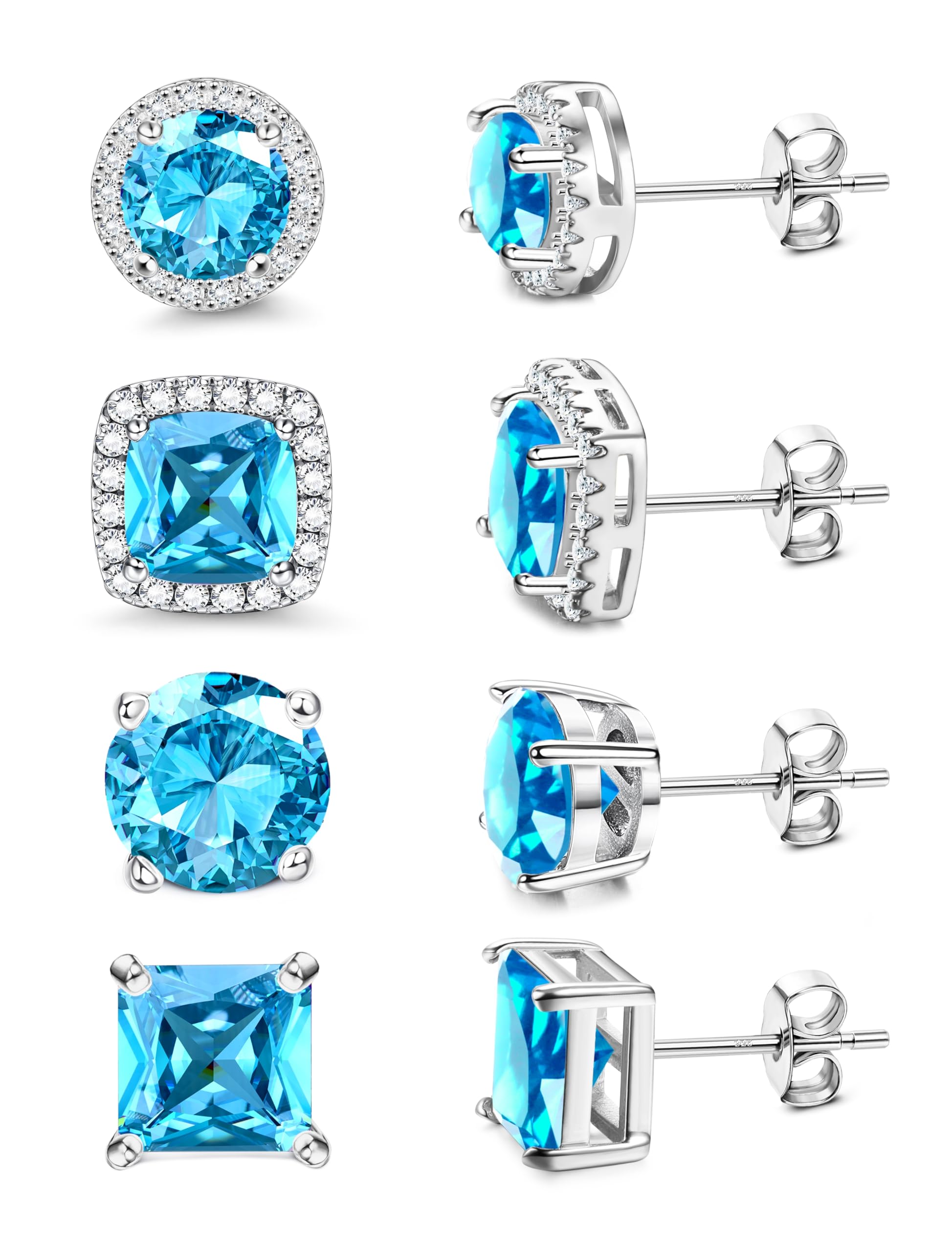 MILACOLATO S925 Sterling Silver Stud Earrings for Women Men Hypoallergenic 18K Gold Plated Cubic Zirconia Earrings Studs Brilliant Simulated Diamond Halo Earring for Sensitive Ears