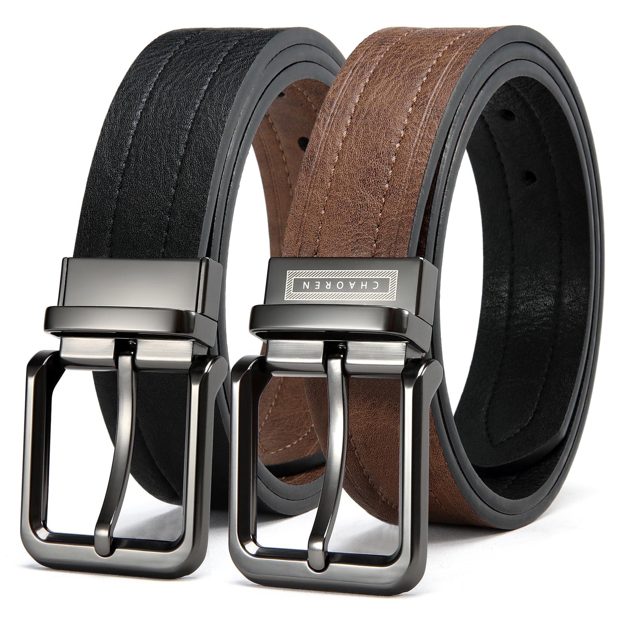CHAOREN Reversible Belt Men 1 Piece - 1.25" Leather Dress Belt