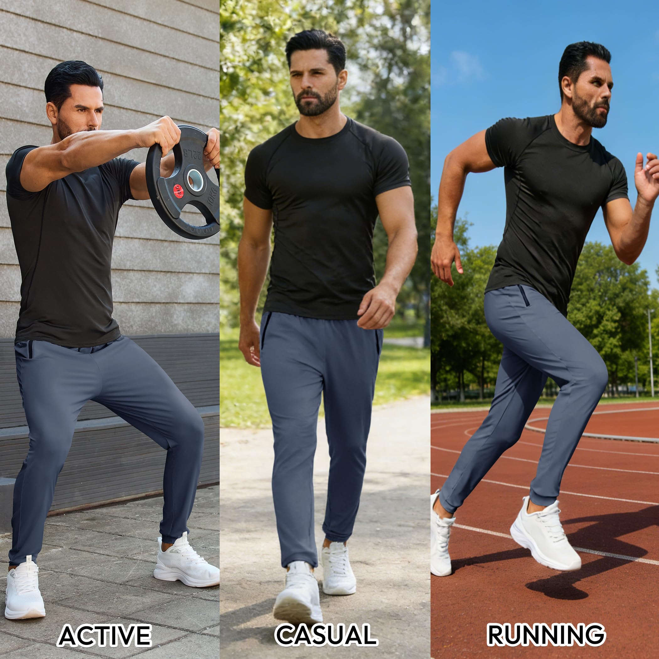 Mens Sweatpants with Zipper Pockets Lightweight Athletic Joggers for Workout Running Gym Track Casual Wear