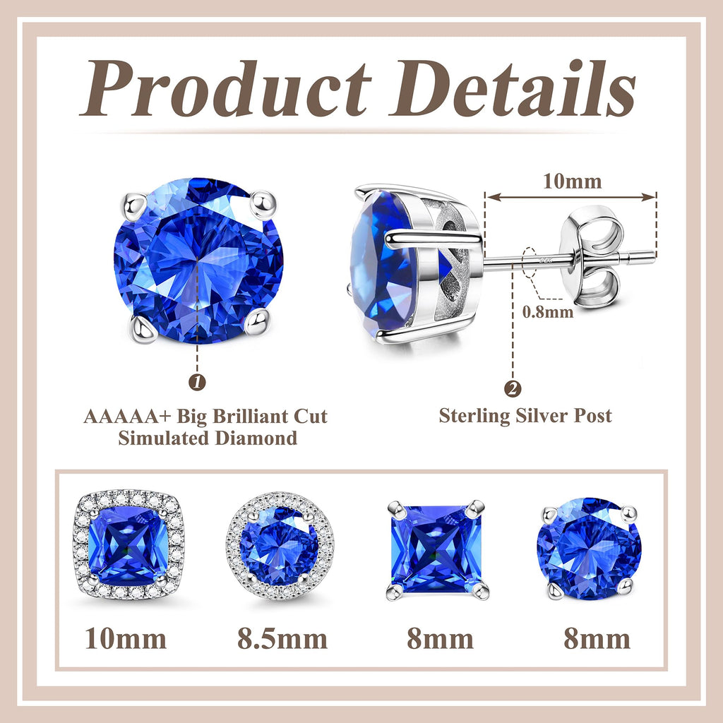 MILACOLATO S925 Sterling Silver Stud Earrings for Women Men Hypoallergenic 18K Gold Plated Cubic Zirconia Earrings Studs Brilliant Simulated Diamond Halo Earring for Sensitive Ears