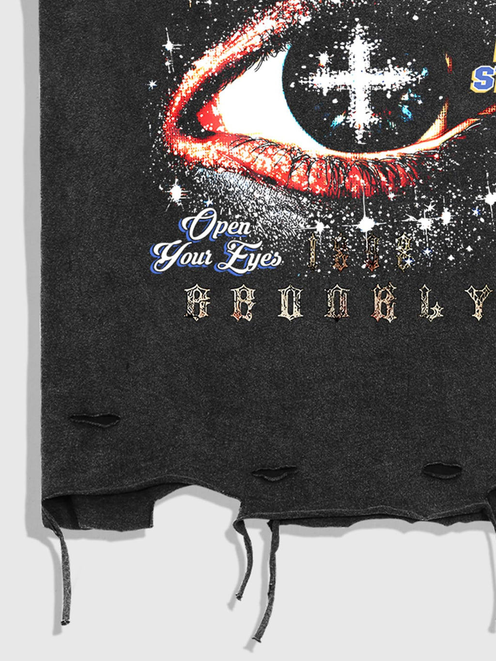 Verdusa Men's Graphic Tees Y2k Grunge Distressed Tee Summer Shirt Sreetwear