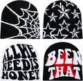 Ramede 4 Pcs Y2k Beanie - Double Sided Graphic Beanies for Men and Women, Acrylic Knitted Y2k Hats Accessories