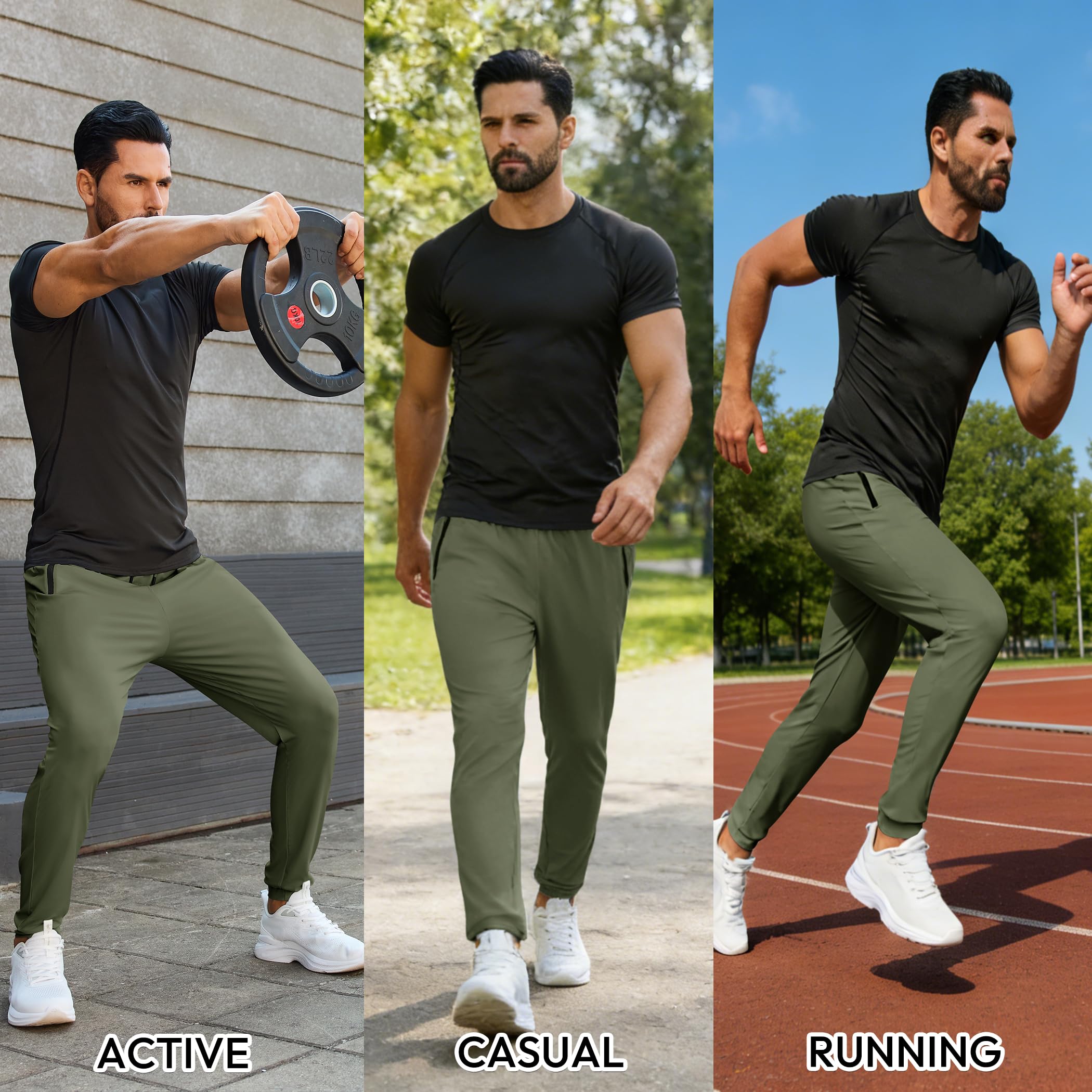 Mens Sweatpants with Zipper Pockets Lightweight Athletic Joggers for Workout Running Gym Track Casual Wear