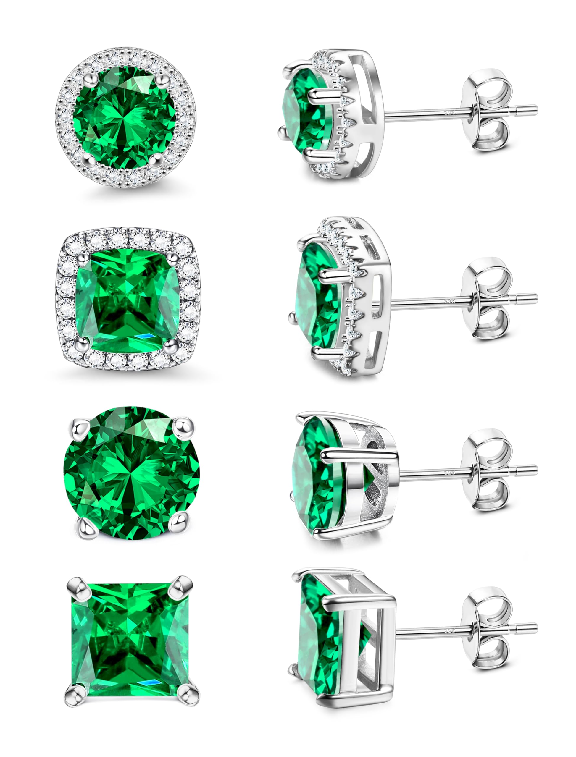 MILACOLATO S925 Sterling Silver Stud Earrings for Women Men Hypoallergenic 18K Gold Plated Cubic Zirconia Earrings Studs Brilliant Simulated Diamond Halo Earring for Sensitive Ears
