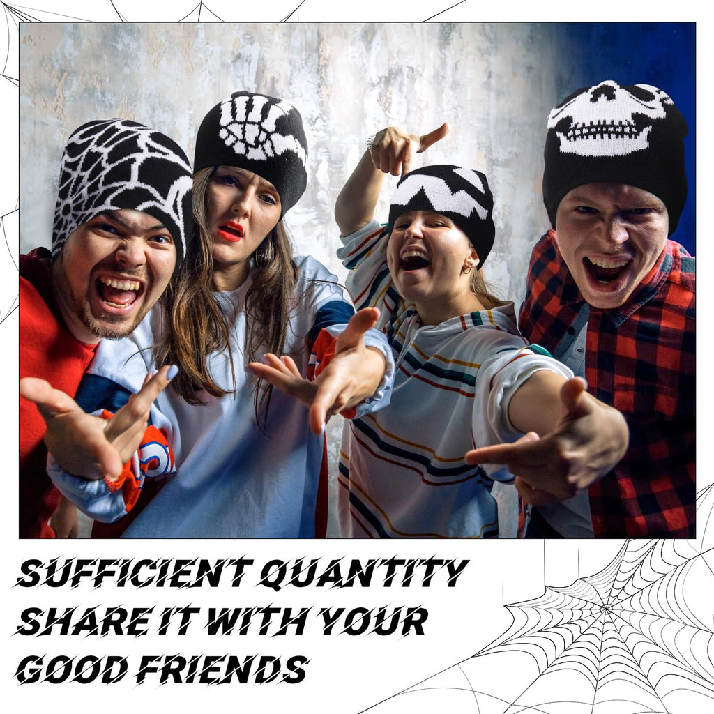 Ramede 4 Pcs Y2k Beanie - Double Sided Graphic Beanies for Men and Women, Acrylic Knitted Y2k Hats Accessories
