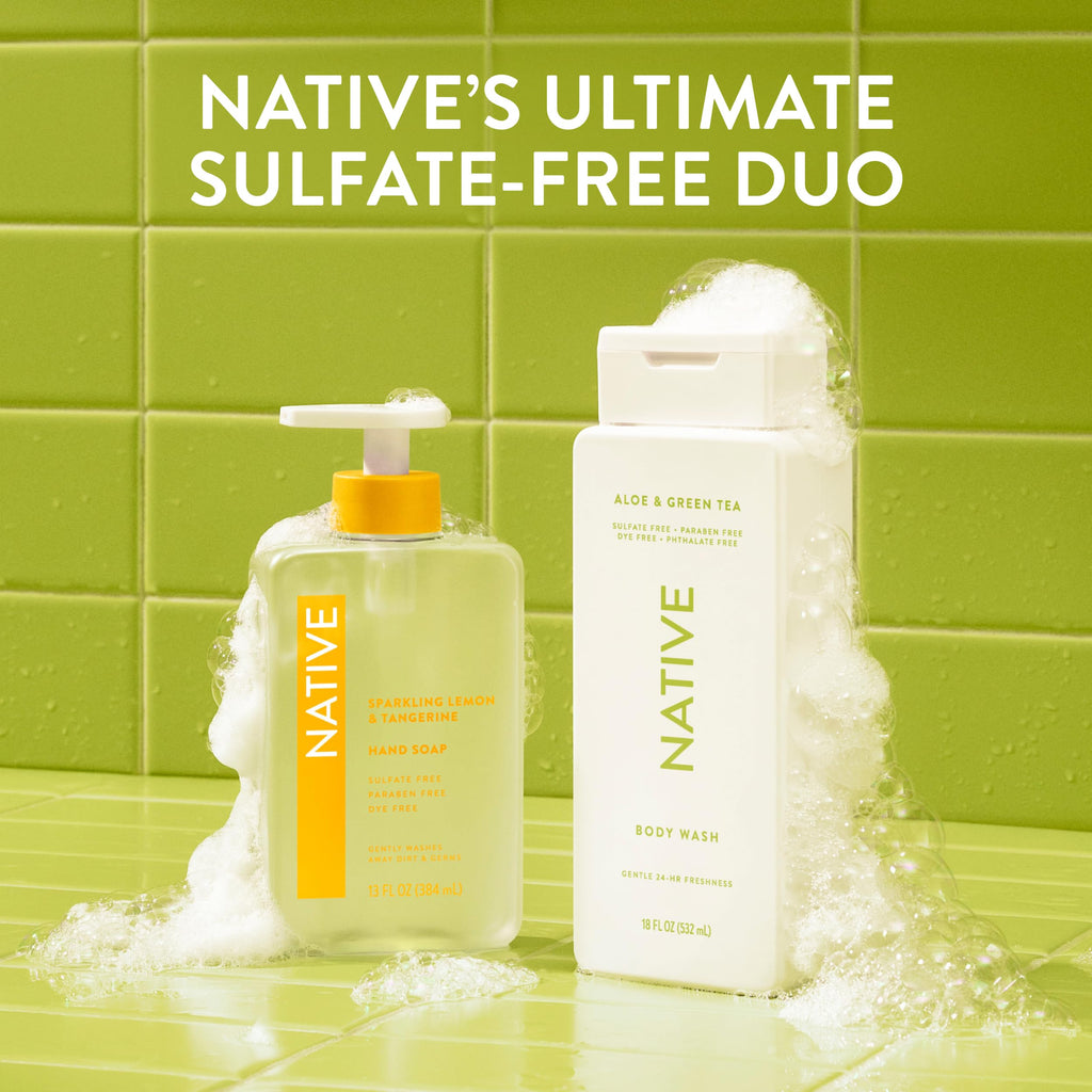 Native Clean Body Wash, Gentle & pH-balanced for Sensitive Skin, 24-Hr Freshness for Men & Women, Vegan & Cruelty-Free, Free of Sulfates, Parabens & Phthalates, Sea Salt & Cedar, 18 fl oz